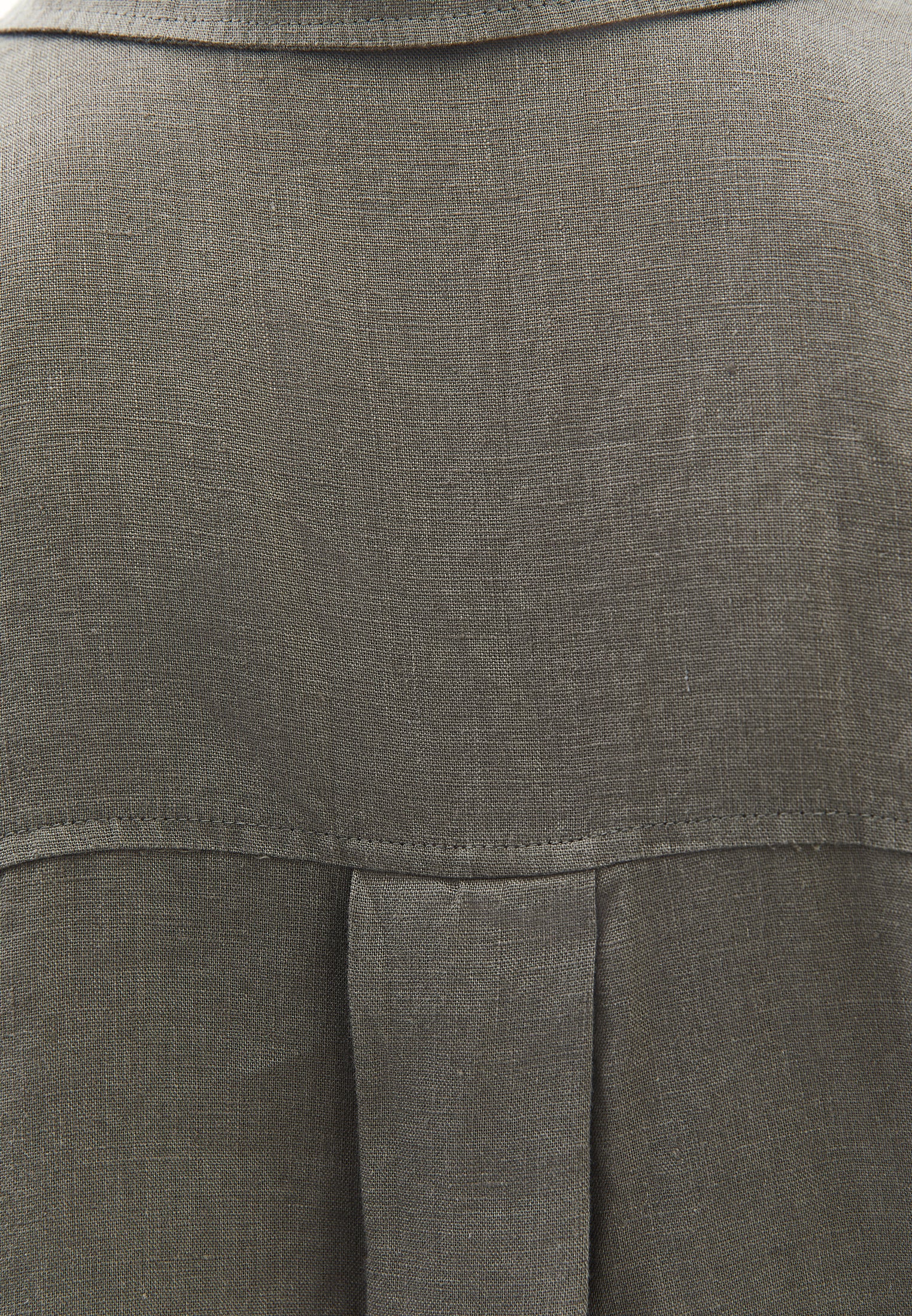 Linen Shirt With Large Fit And Buttons - MULLED BASIL