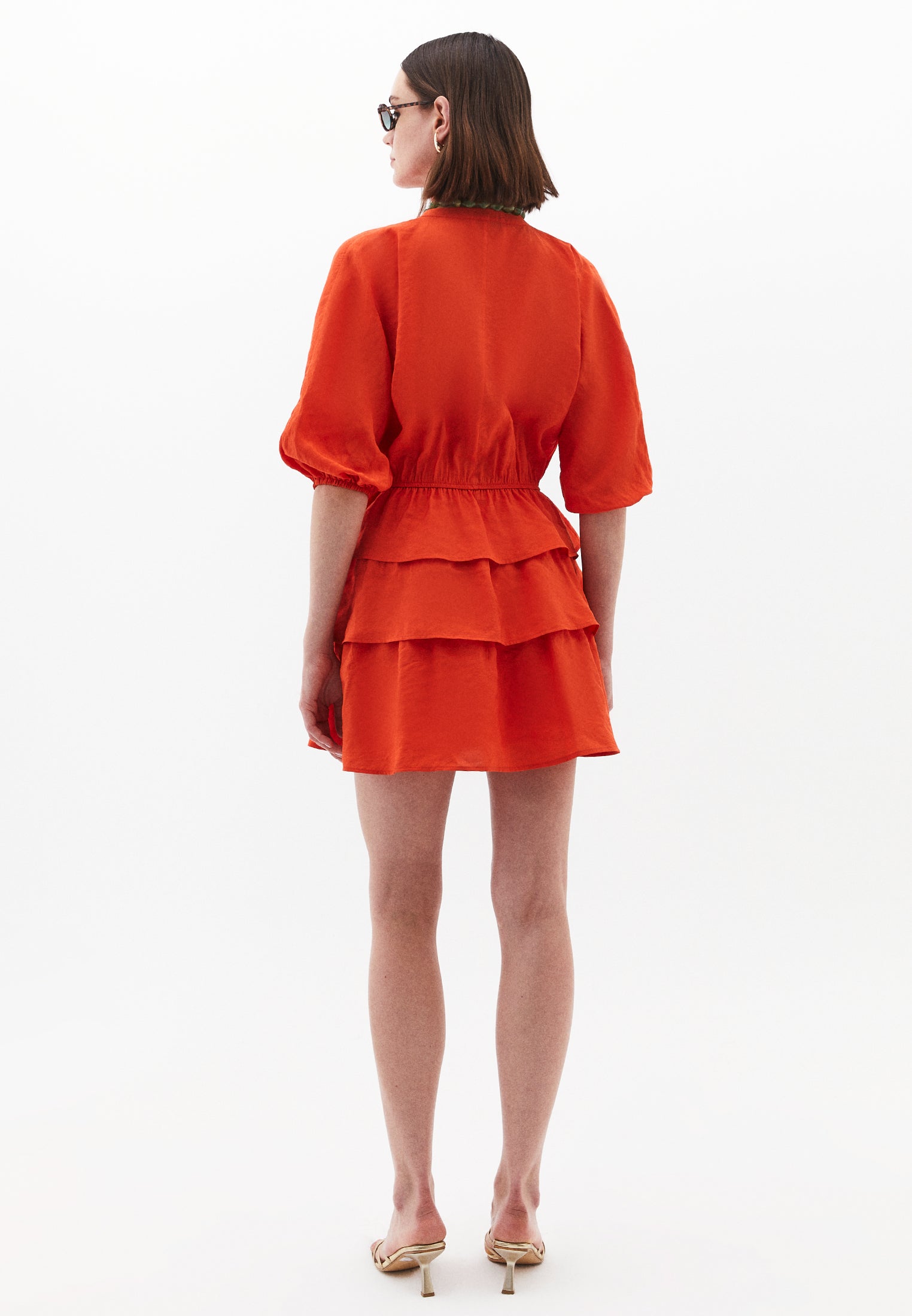 Draped V Neck Dress - PUREED PUMPKIN