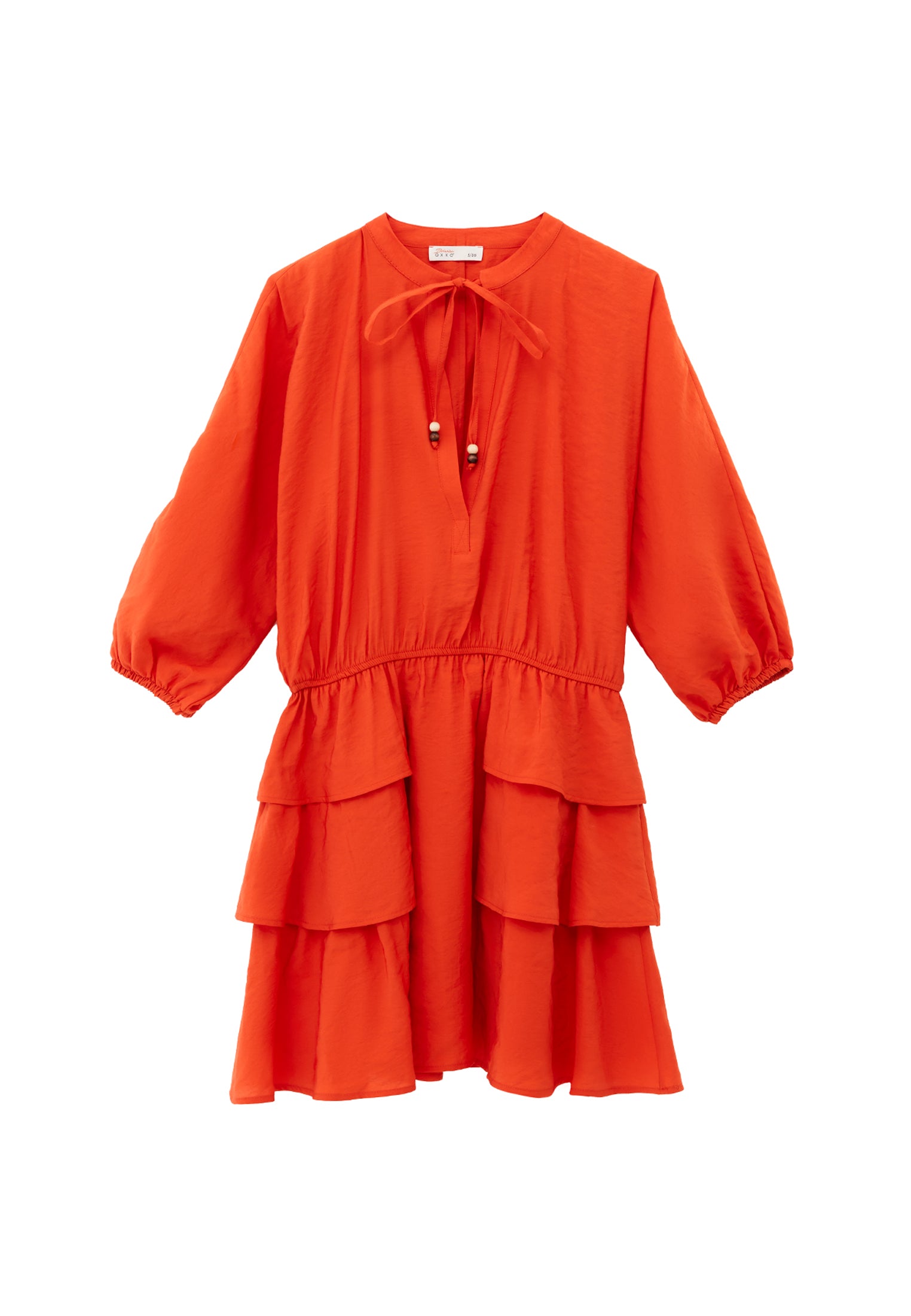 Draped V Neck Dress - PUREED PUMPKIN