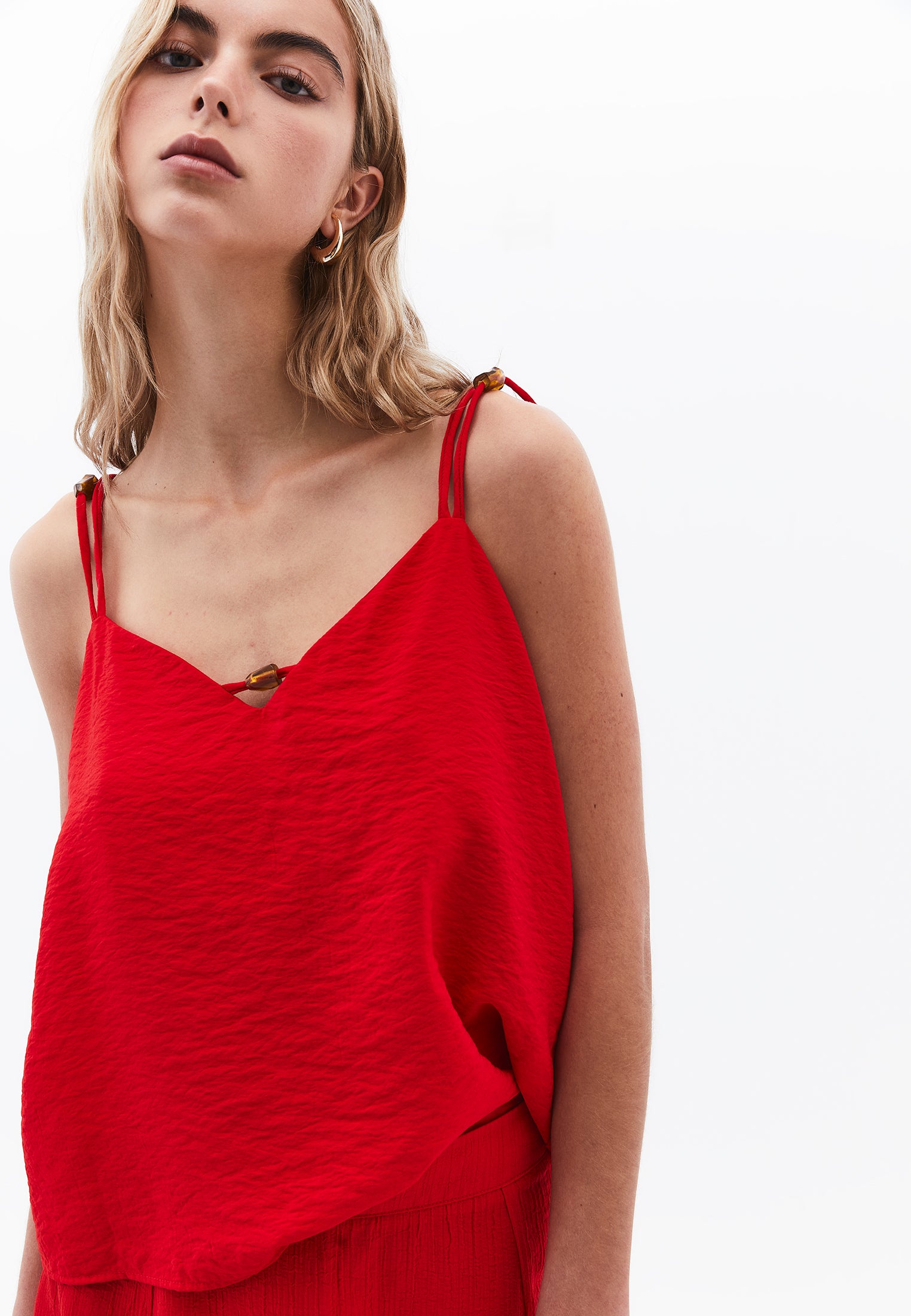 V-Neck Blouse - RACING RED