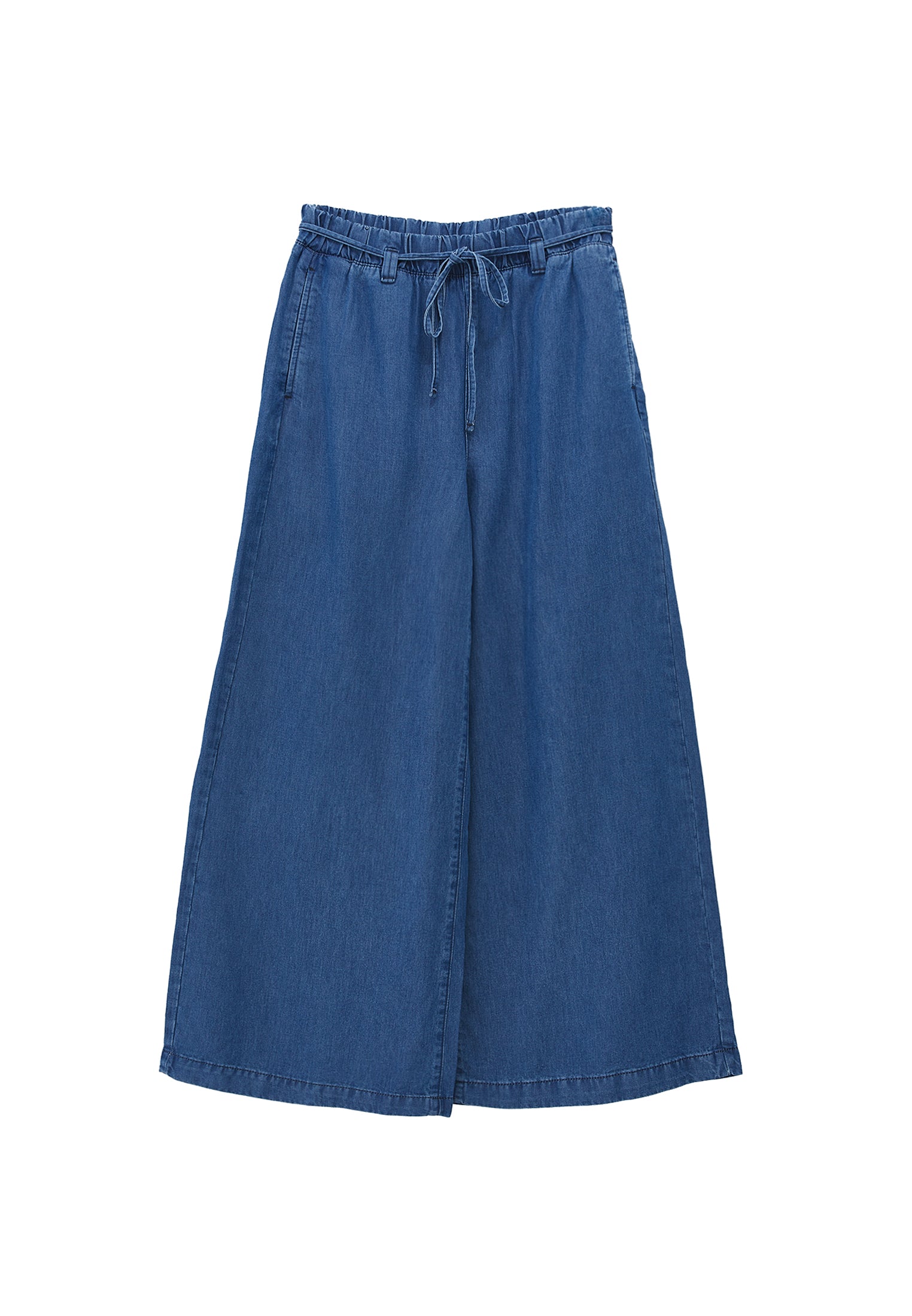 سروال جينز بخصر مطاطي واسع الساقين - RODEO BLUE DENIM