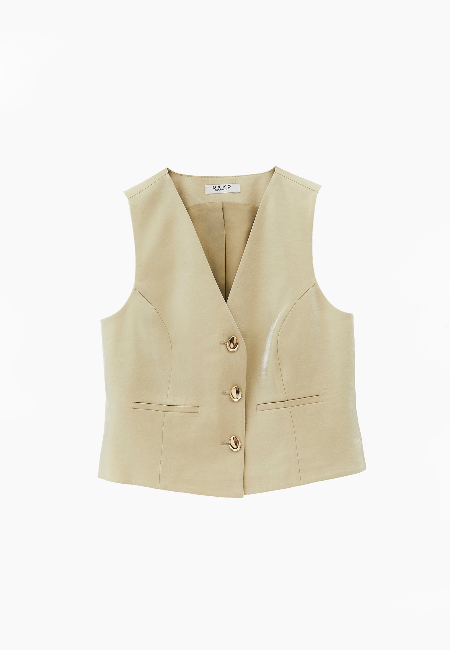 V Neck Loose Fit Vest - SAGE GREEN