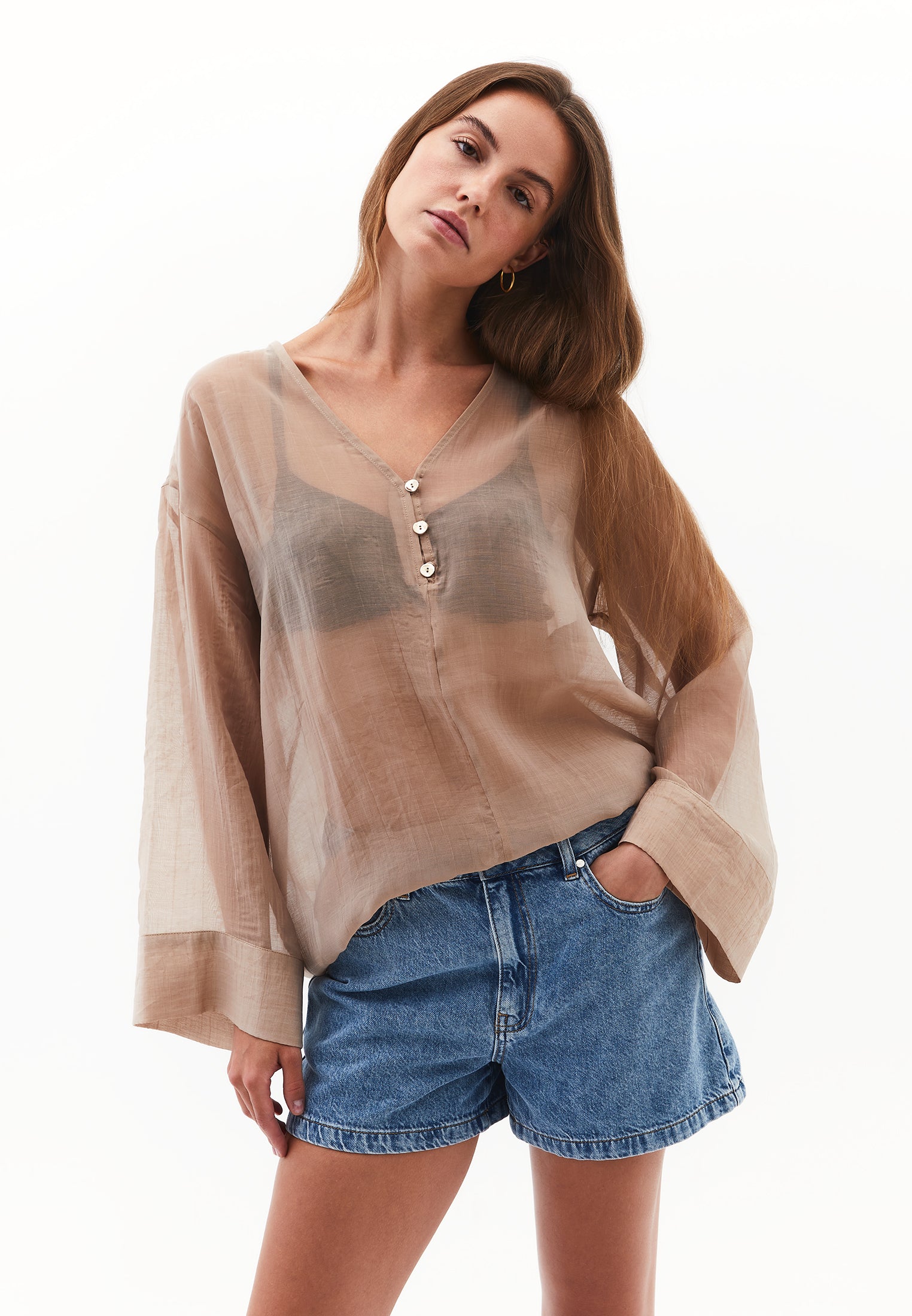 بلوزة تونيك مفصلة بأزرار - SAVANNAH TANAN