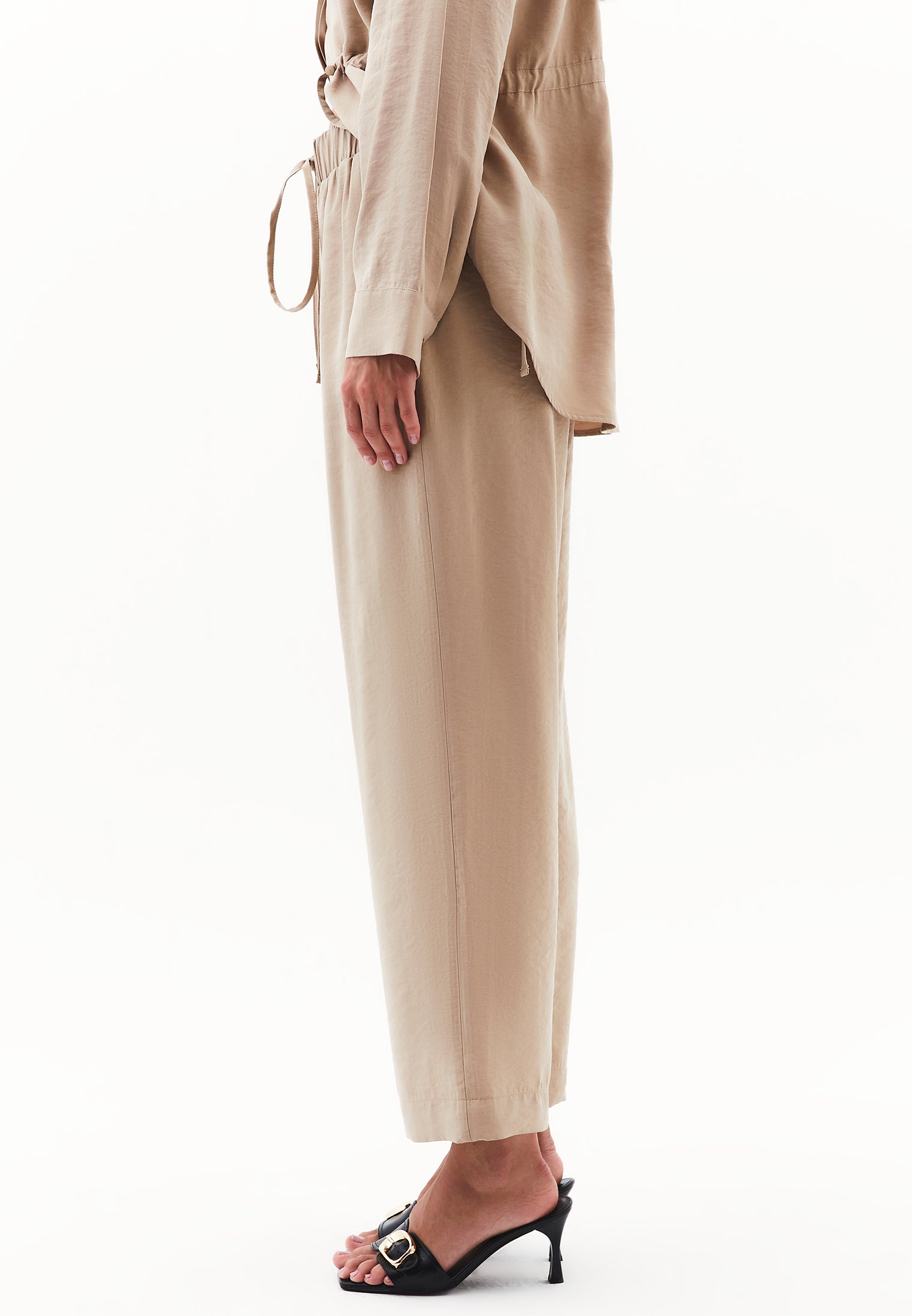 High Waist Elastic Pants - SAVANNAH TAN