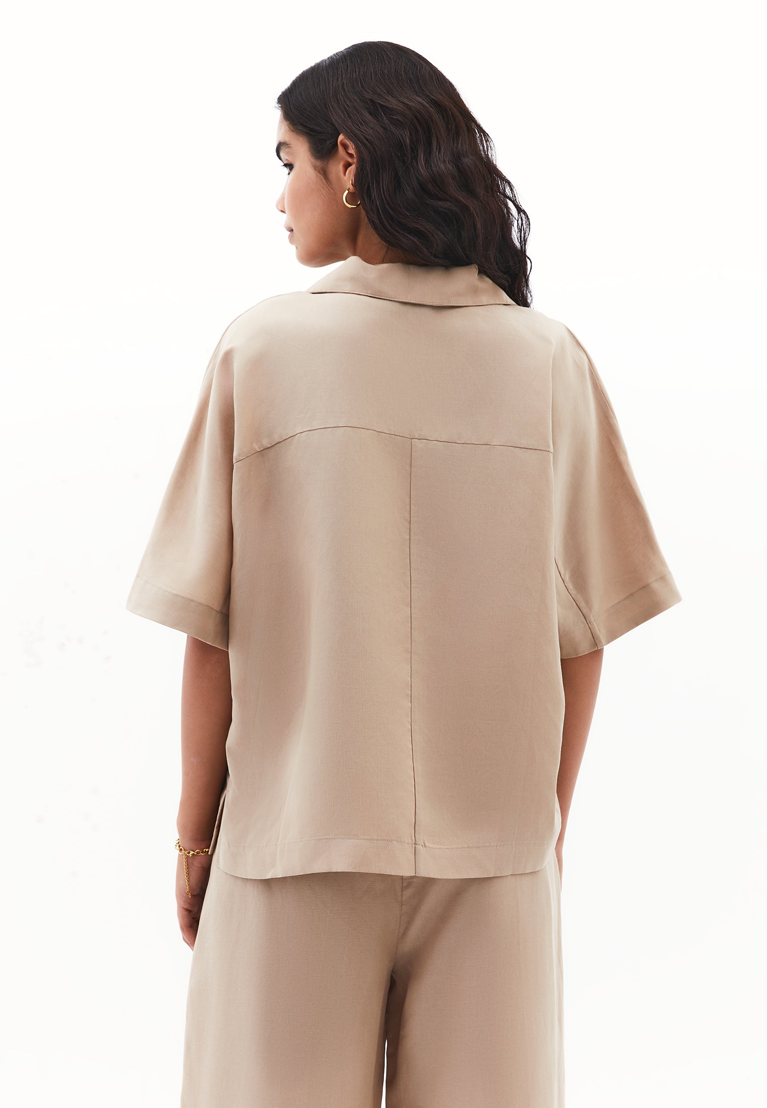 Polo Collar Oversize Blouse - SAVANNAH TAN