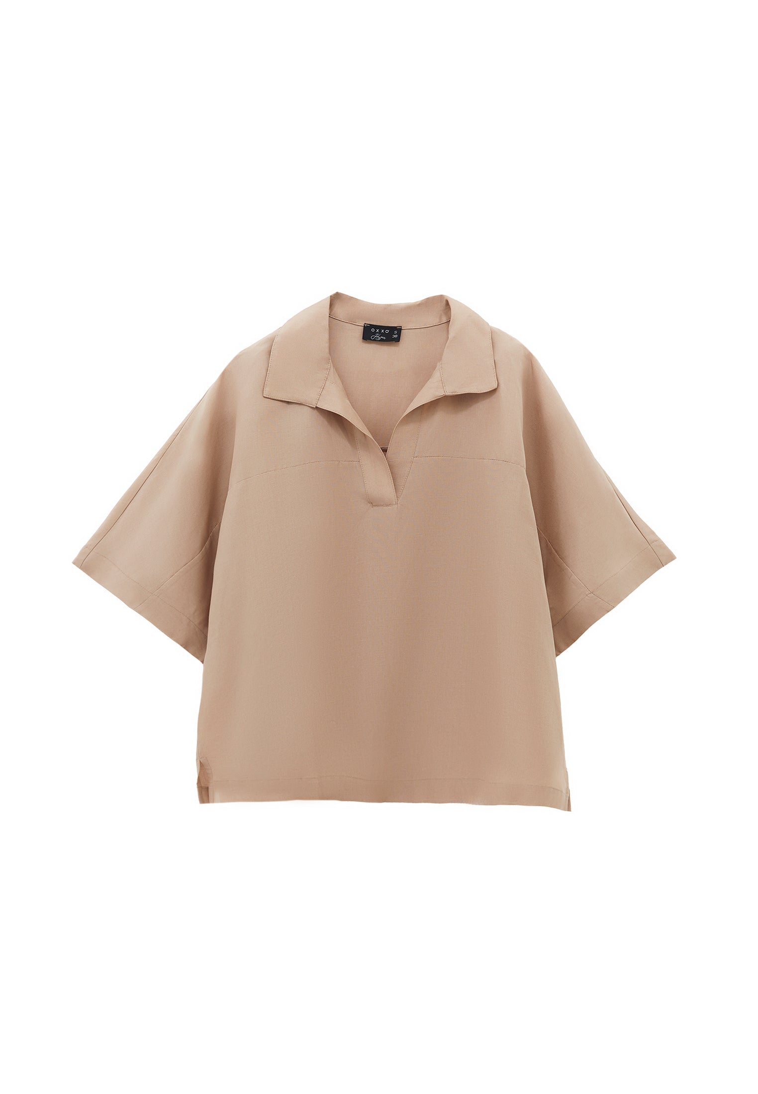 Polo Collar Oversize Blouse - SAVANNAH TAN