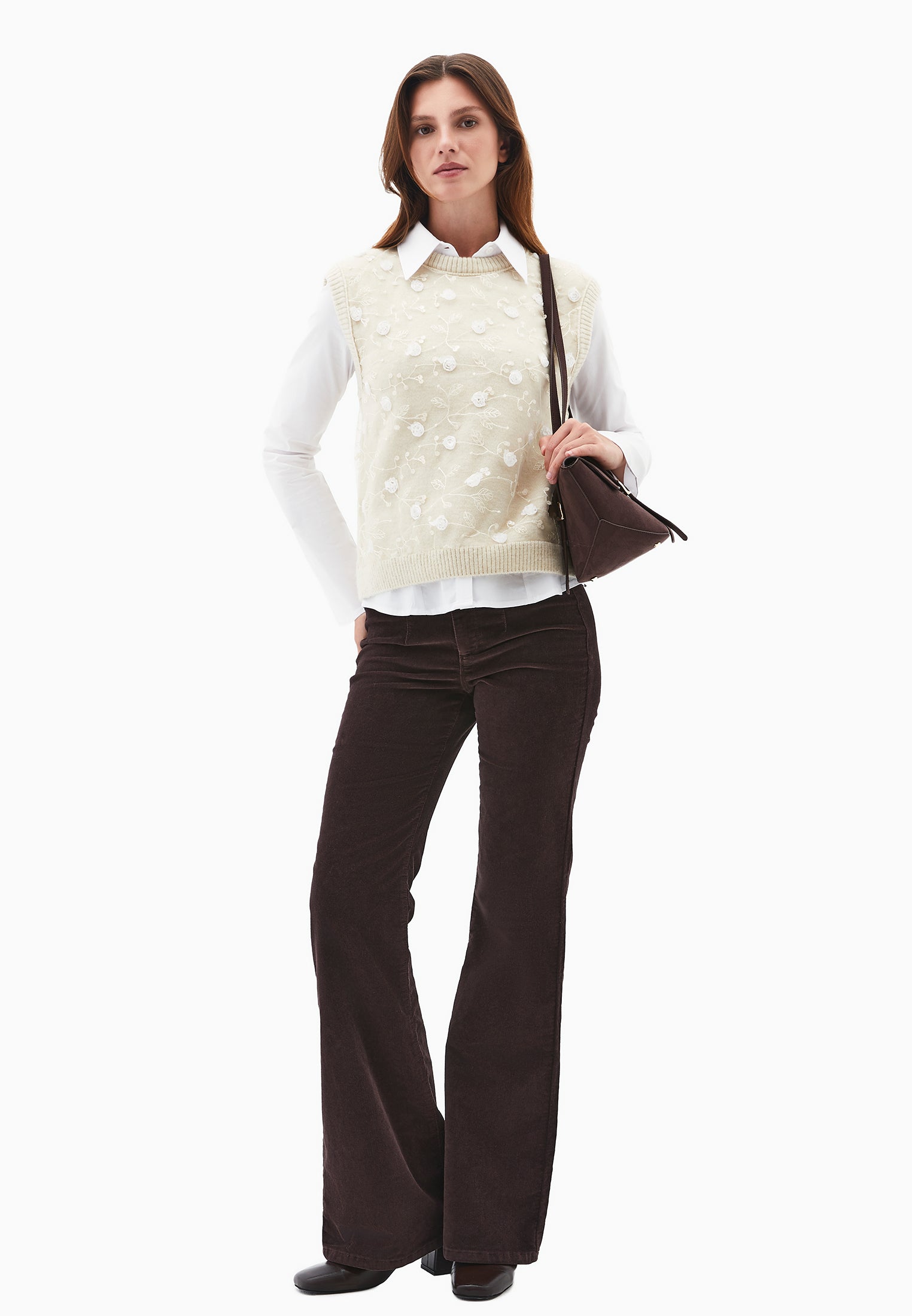 سترة برقبة عنق الطاقم - بتولا فضي