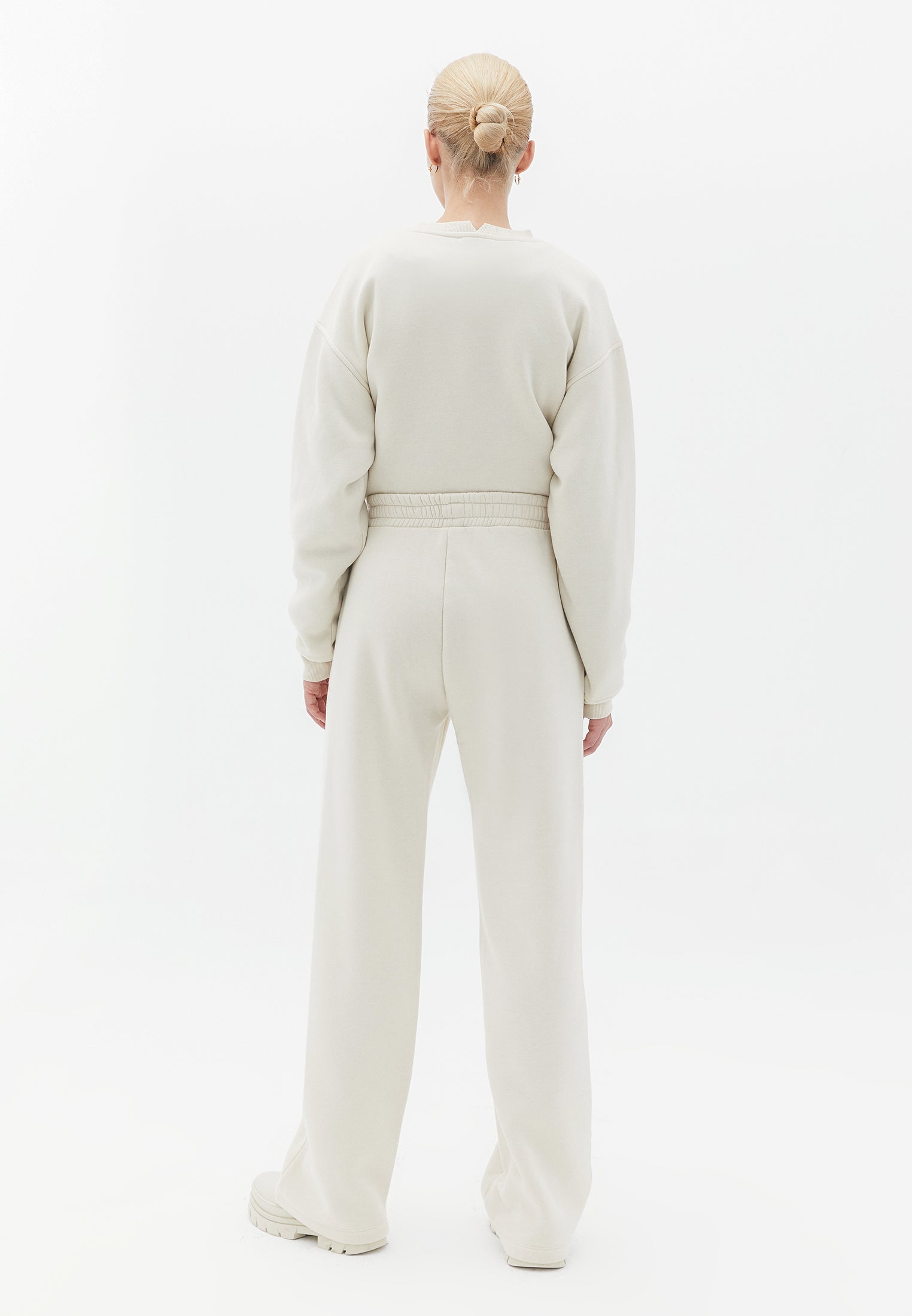 بنطلون ذو ثنيات مستقيمة الساق مستقيمة - بتولا فضي