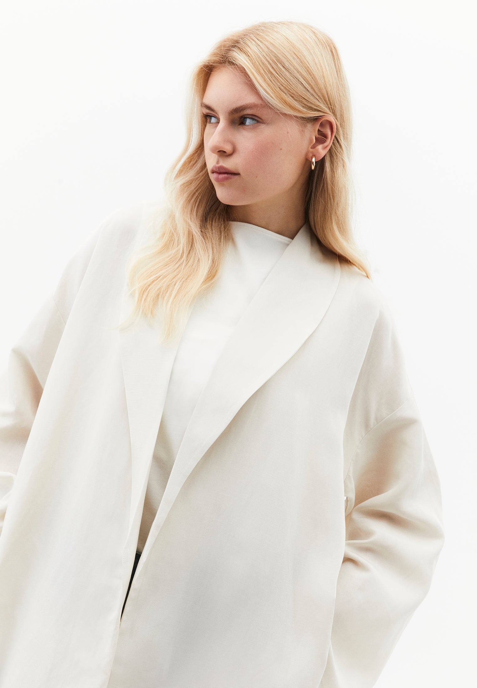 Kimono Tunic With Slit Detail - SILVER BIRCH