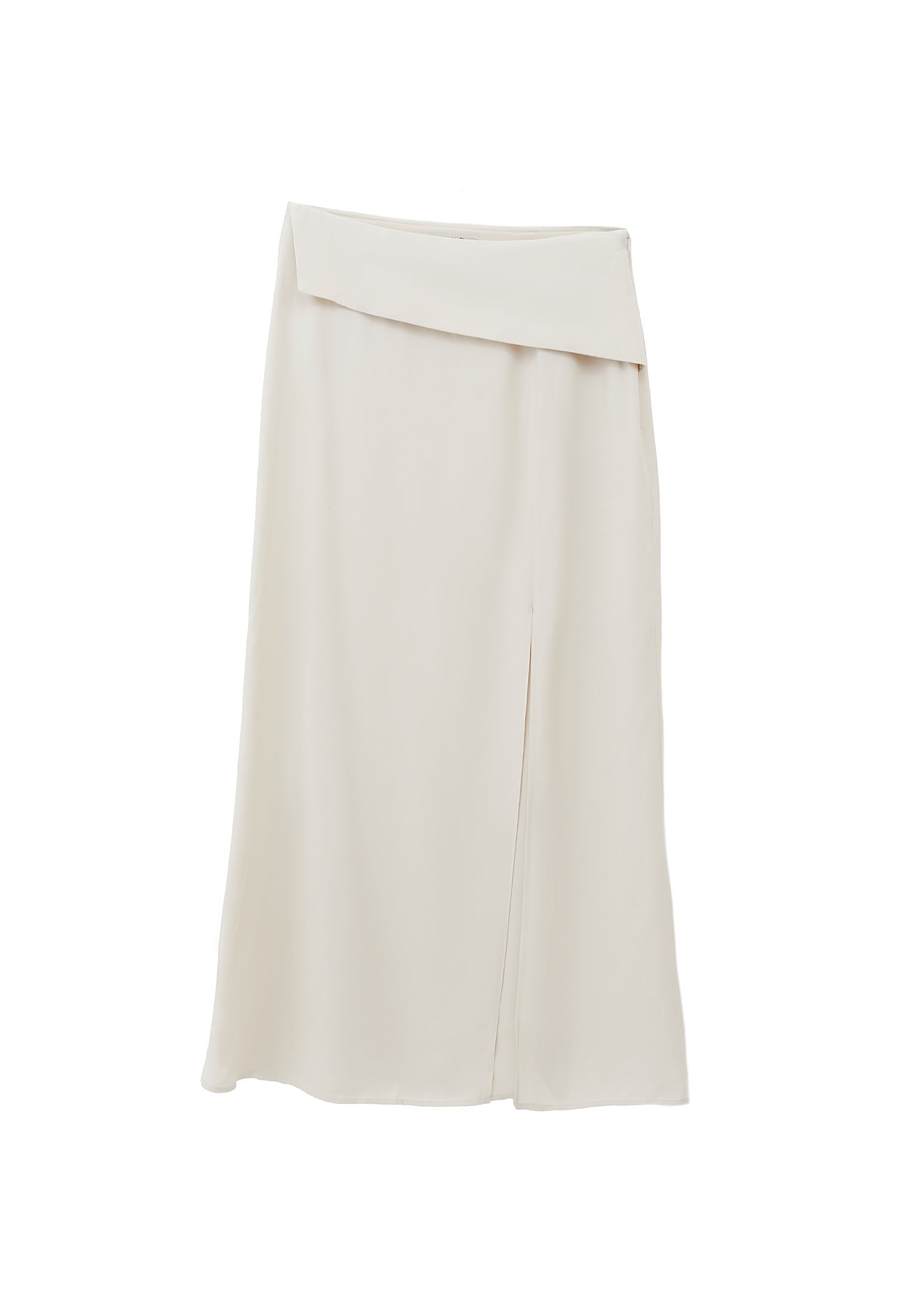 High Waist Long Satin Skirt - SILVER BIRCH