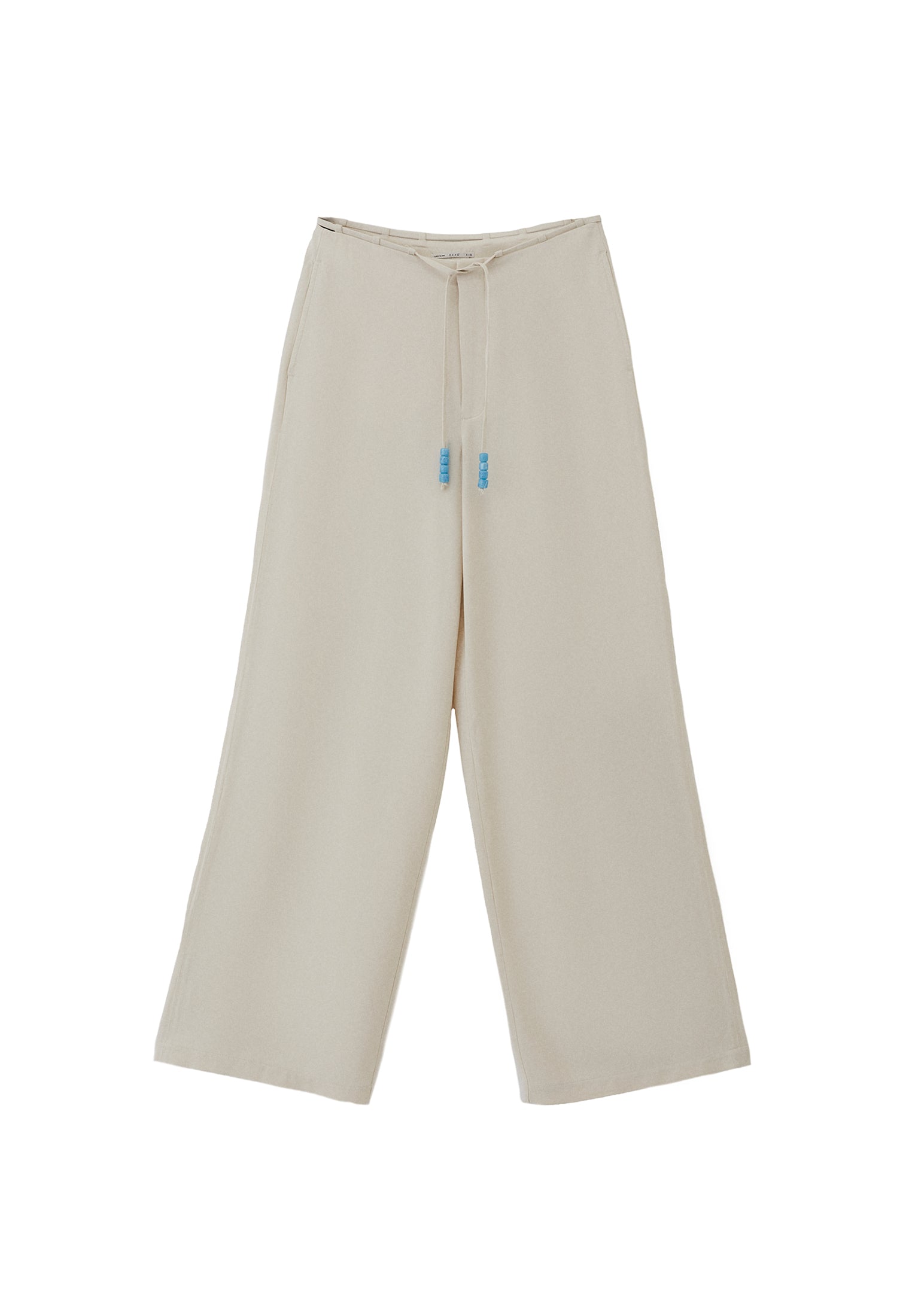 Wide Leg Pants With Bead Details - SILVER BIRCH