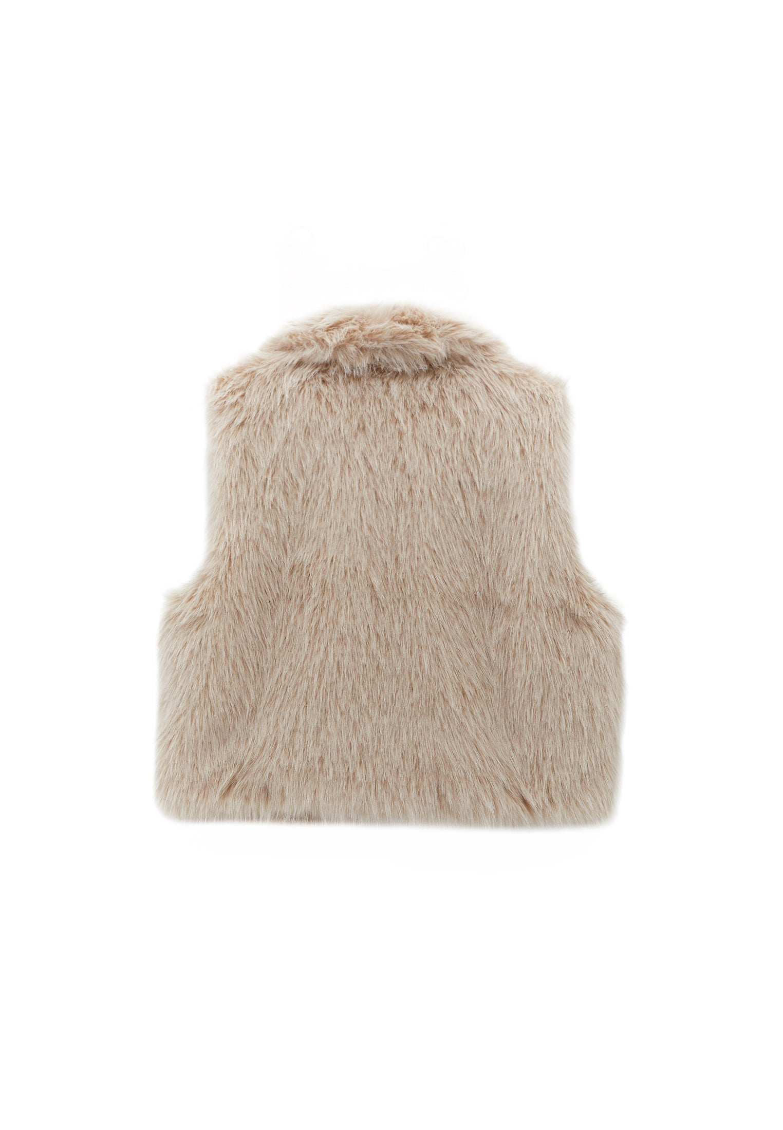 V Neck Faux Fur Vest - SILVER BIRCH