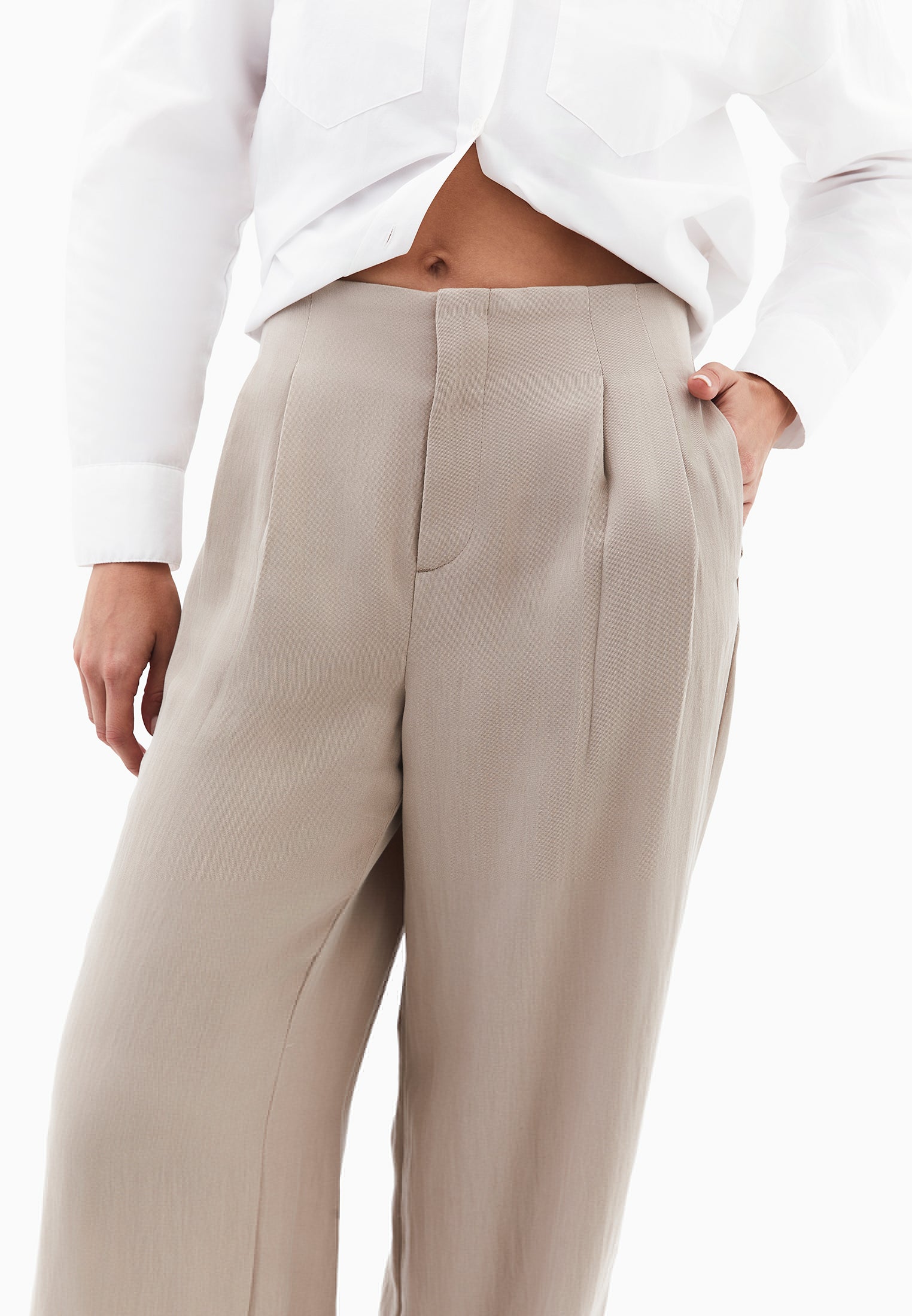 Pleated Wide Leg Pants - SIMPLY TAUPE
