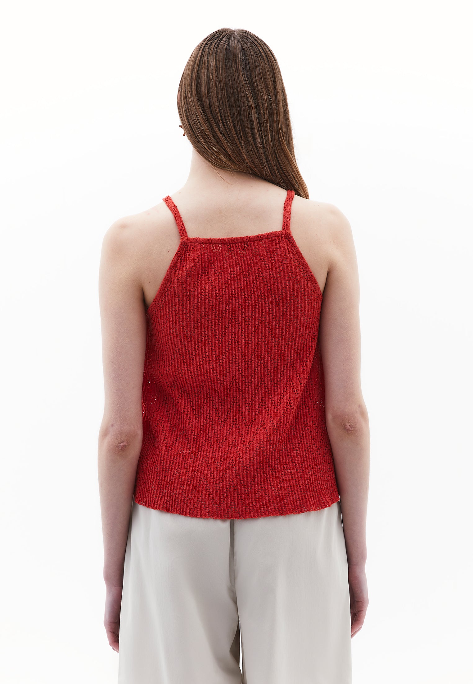 Halter Neck Cotton Tank Top - VALIANT POPPY
