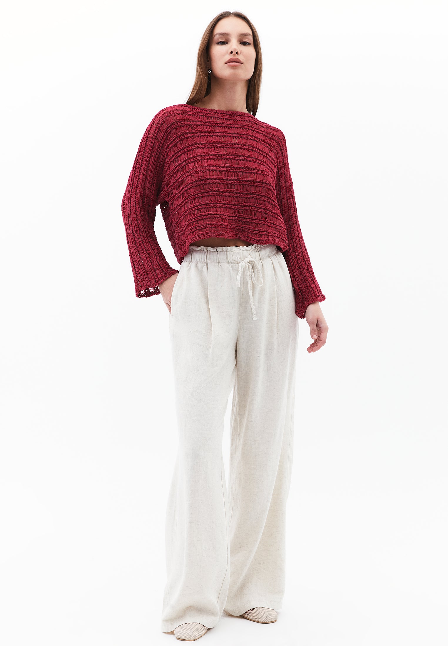 AJOUR BOAT NECK PULLOVER - VIVACIOUS