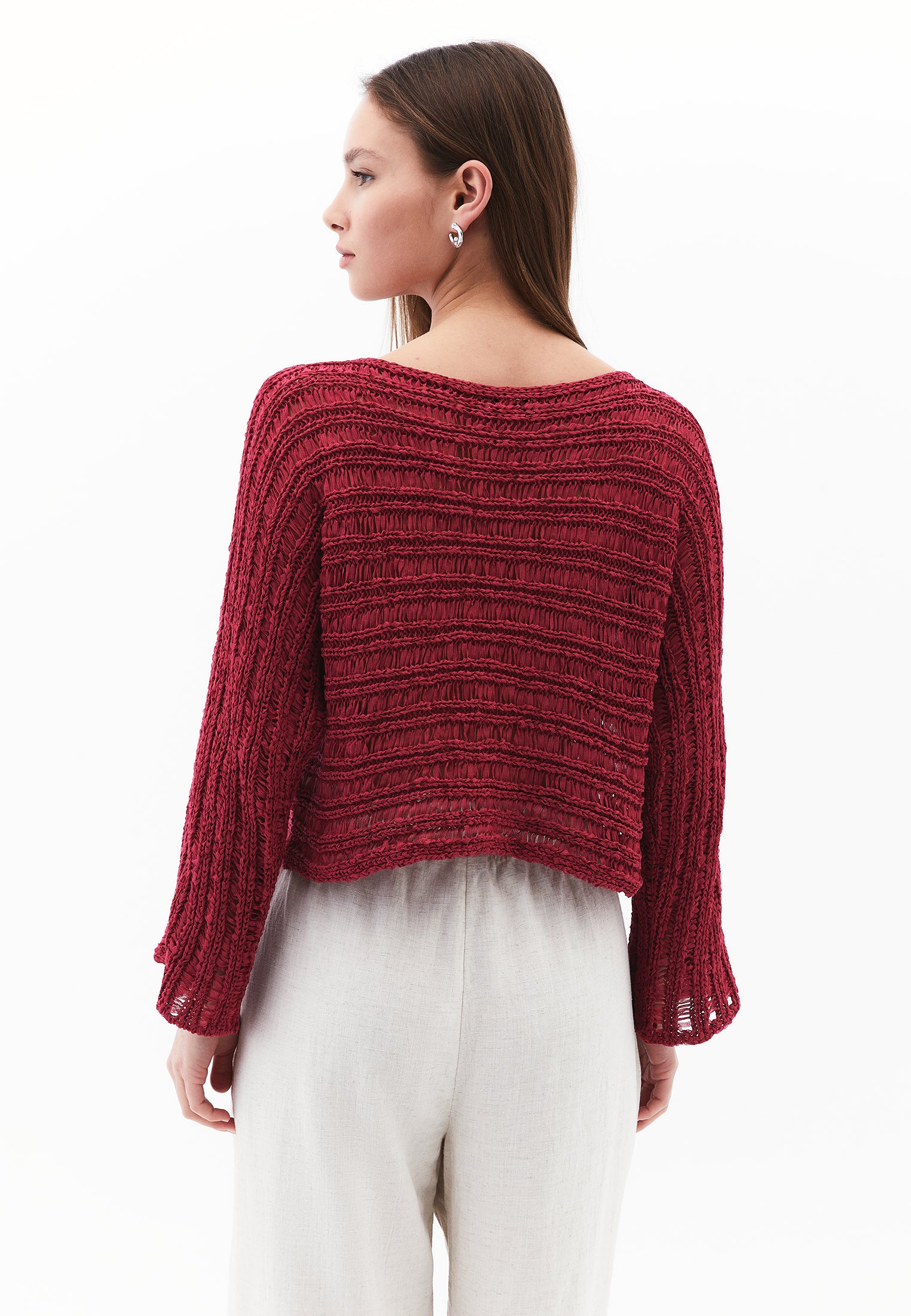 AJOUR BOAT NECK PULLOVER - VIVACIOUS