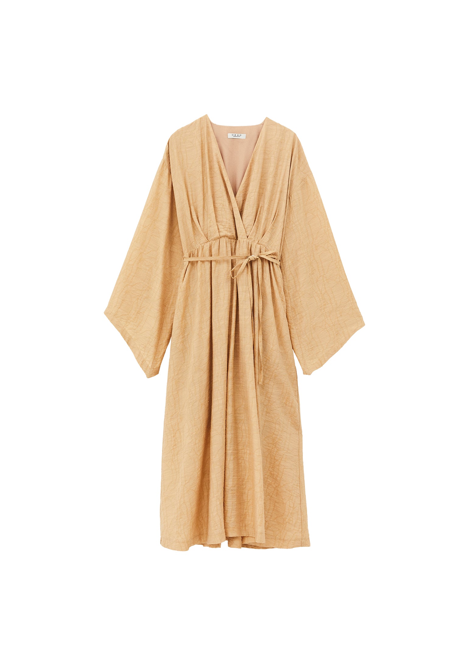 Dress With Tie And Long Sleeves - WARM SAND
