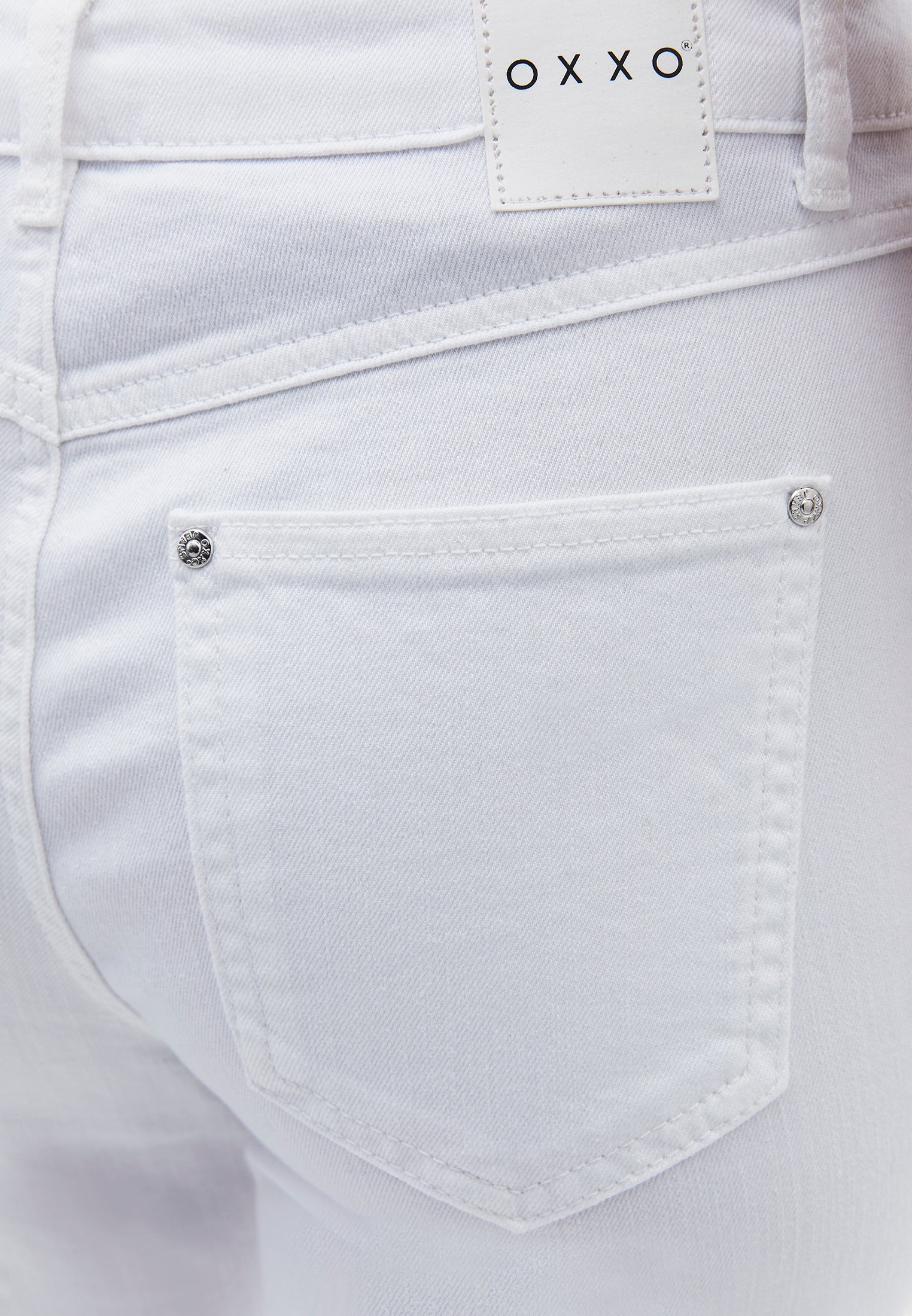 High Waist Spanish Hem Pants With Pocket Detail - WHITE DENIM