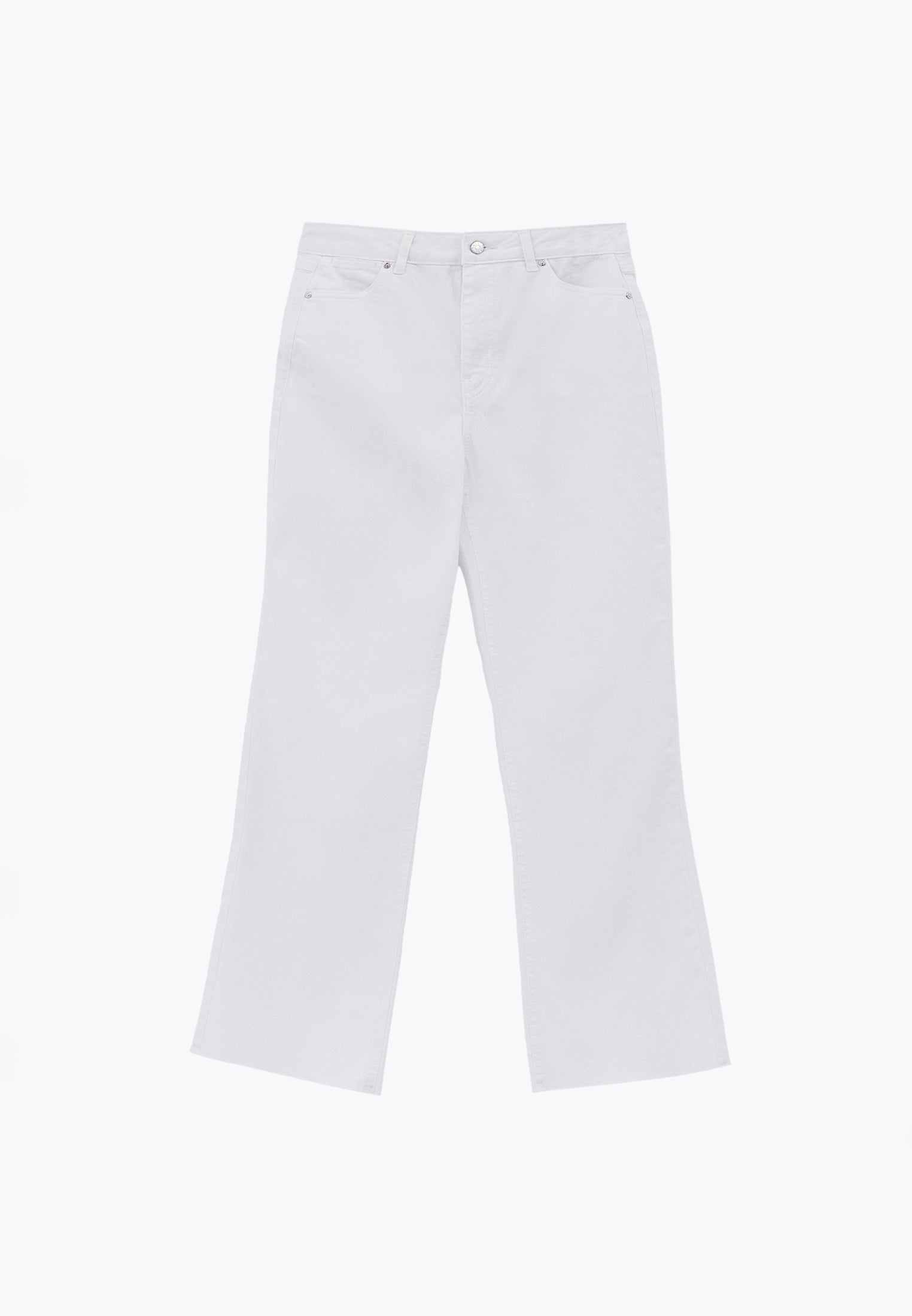 High Waist Spanish Hem Pants With Pocket Detail - WHITE DENIM