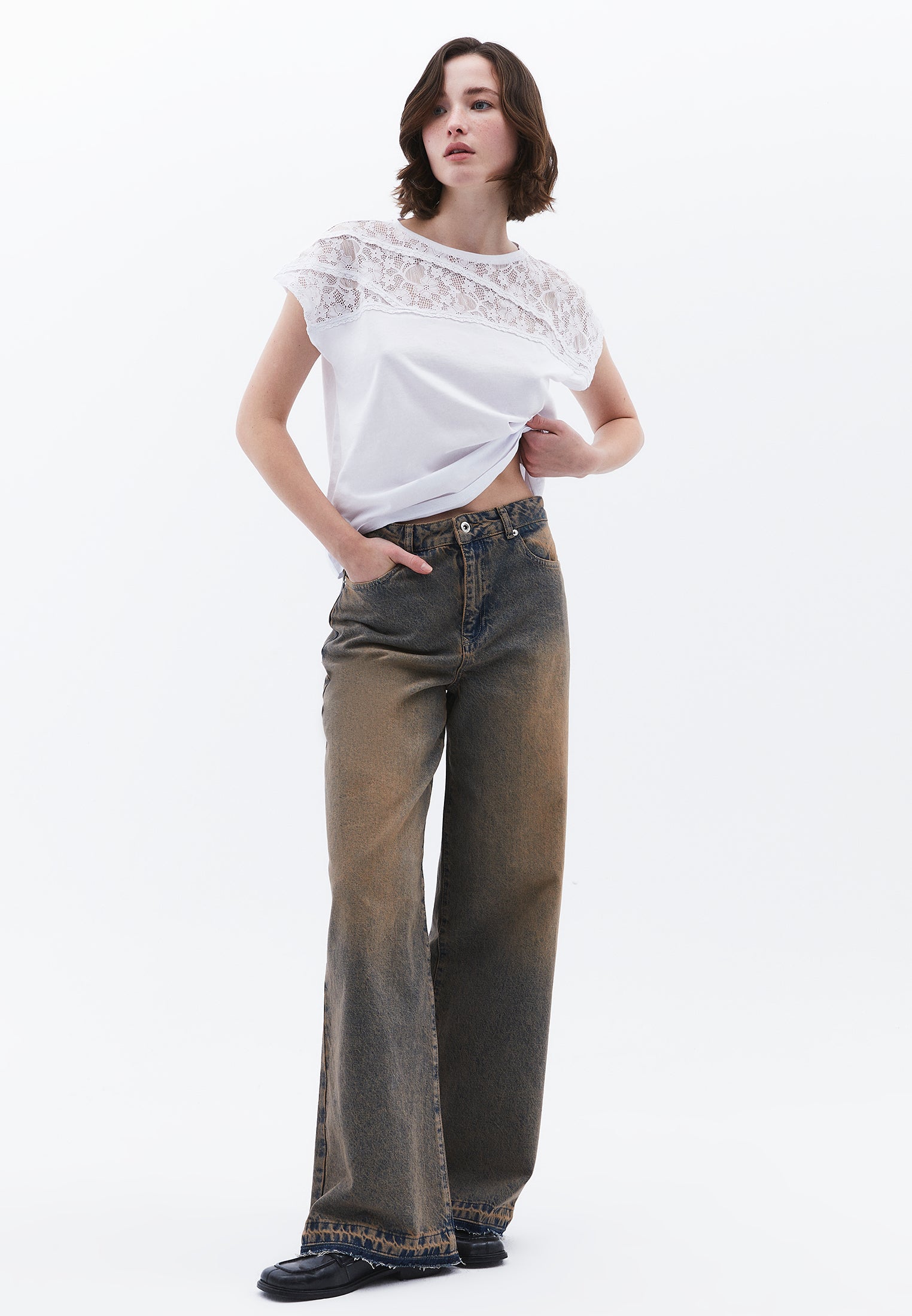 Oversize Boat Neck Short Sleeve T-Shirt - WHITE