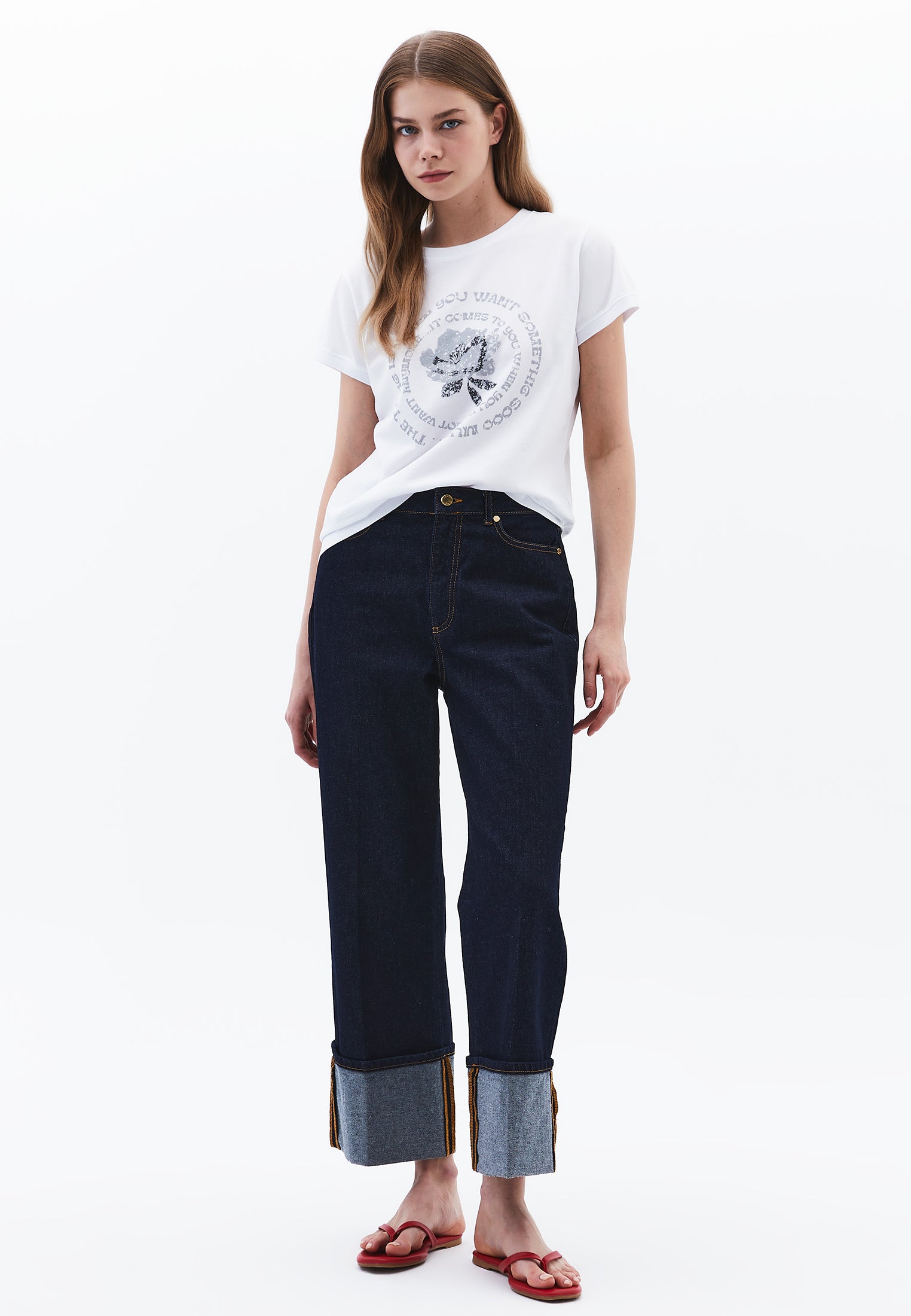 Crew Neck Short Sleeve T-Shirt - WHITE