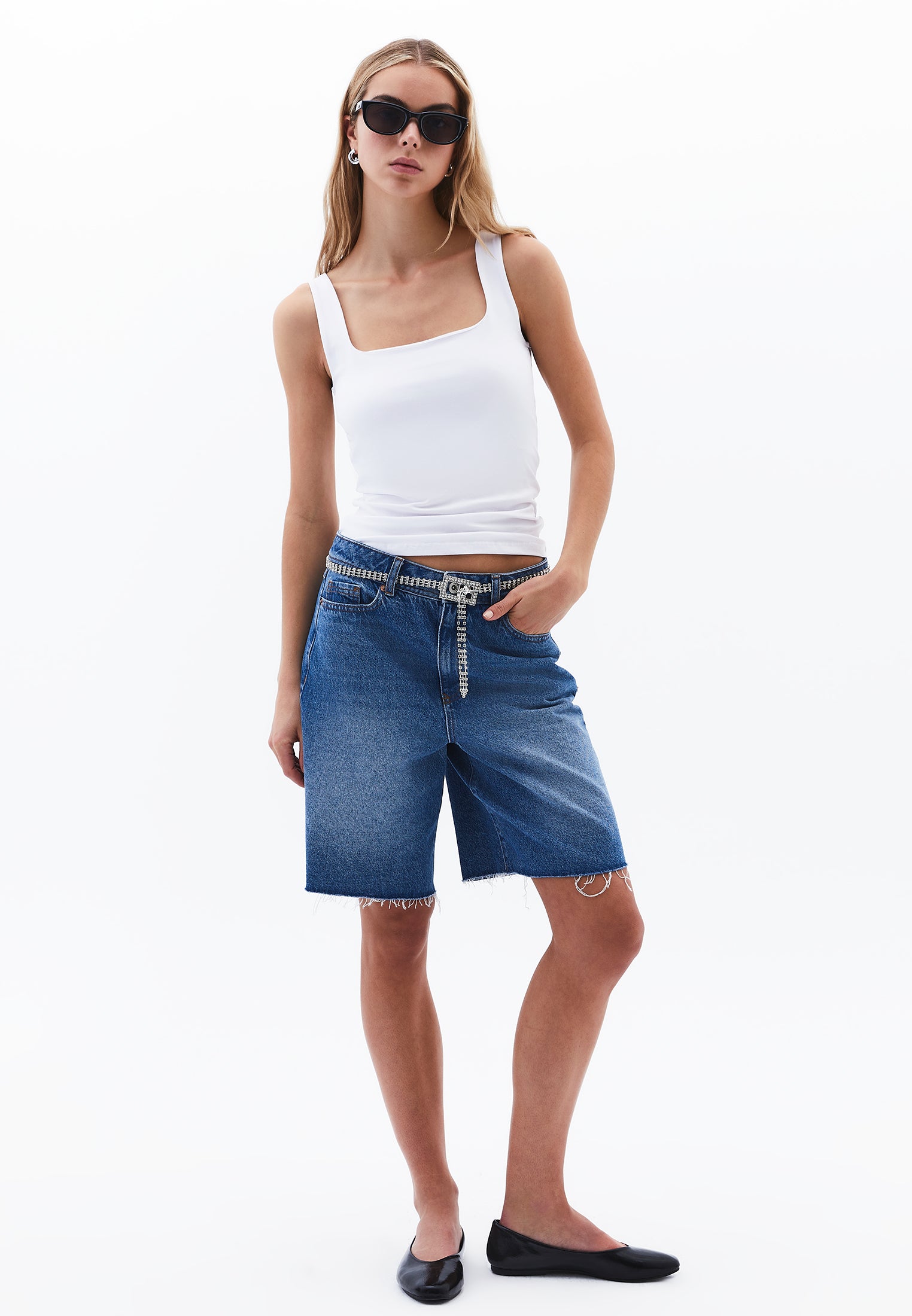 Square Neck Tank Top - WHITE