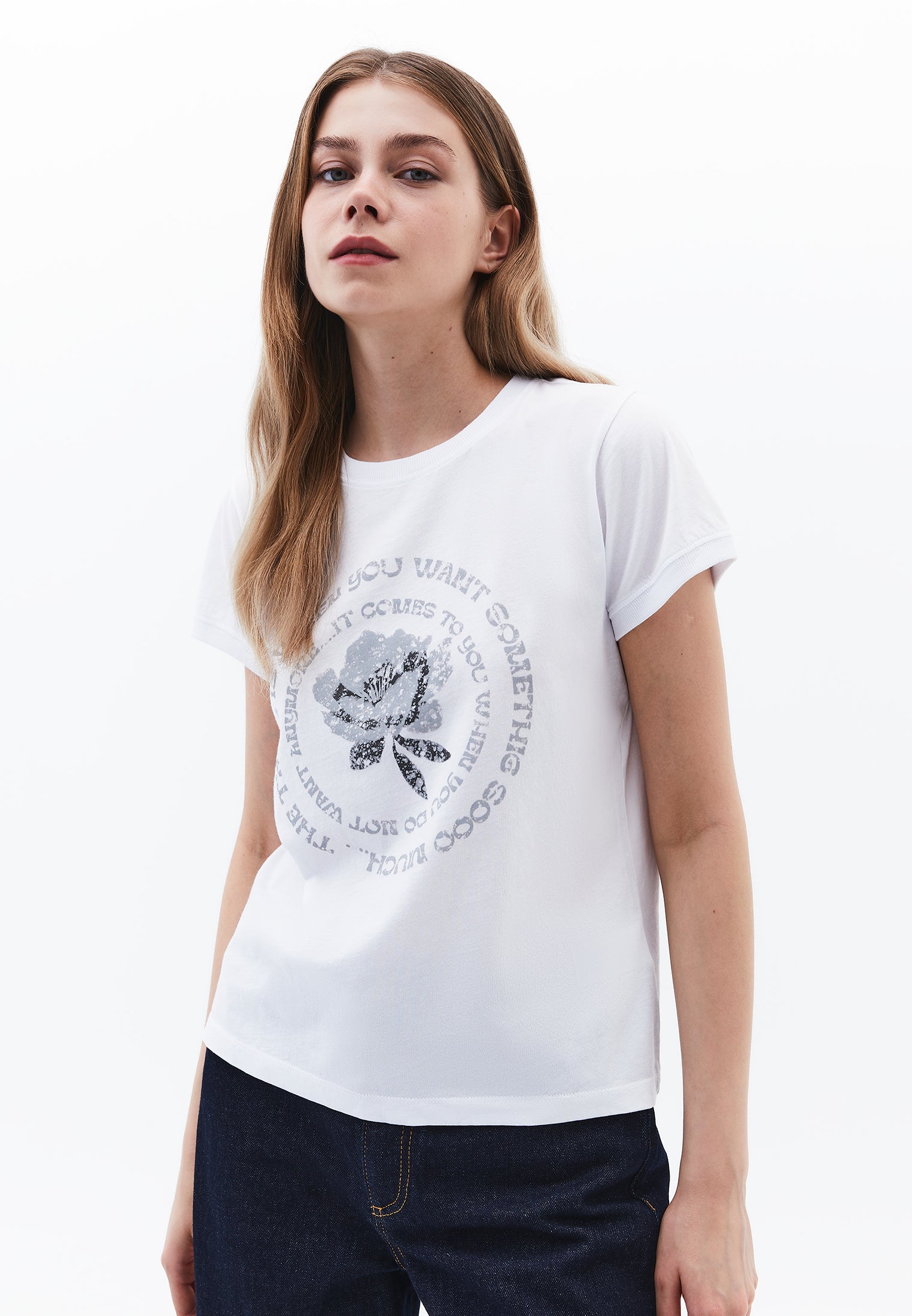 Crew Neck Short Sleeve T-Shirt - WHITE