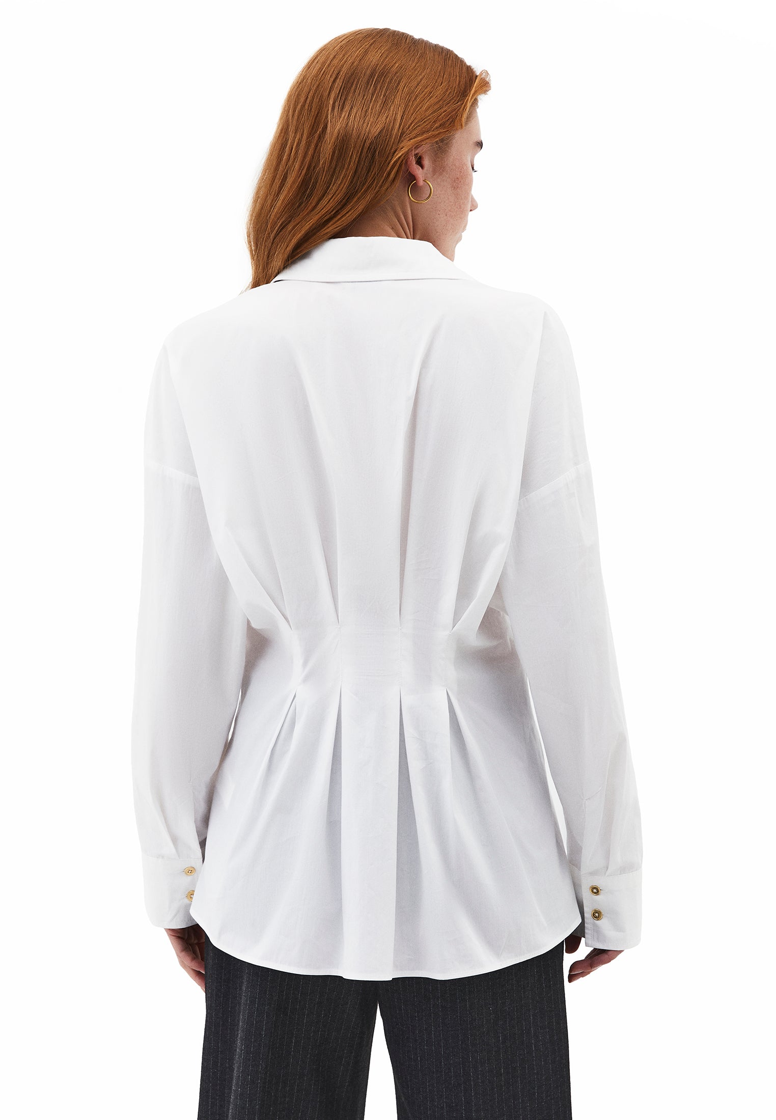 Standard Pleated Shirt With Closed Fit - WHITE