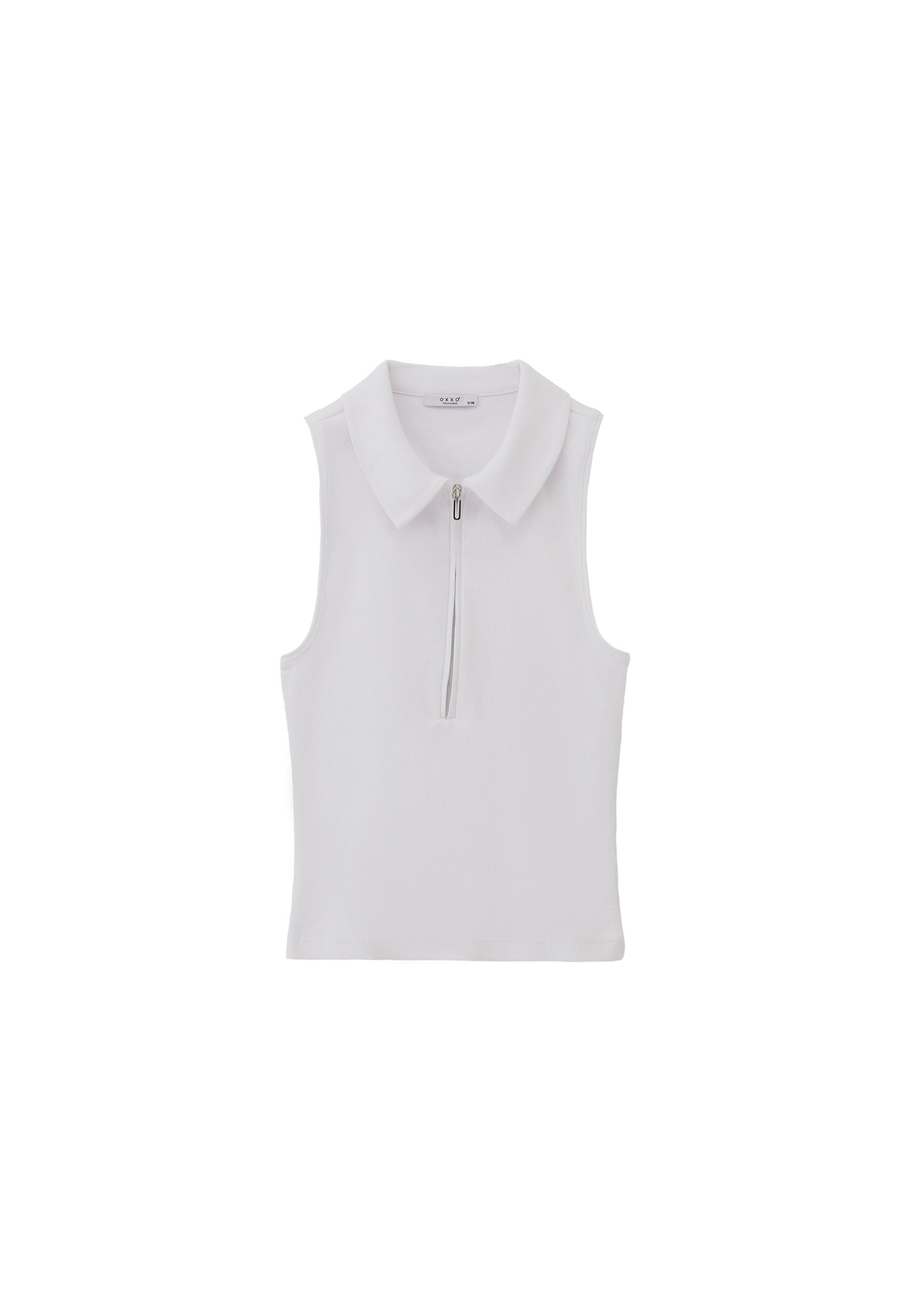 Polo Neck Tank Top - WHITE