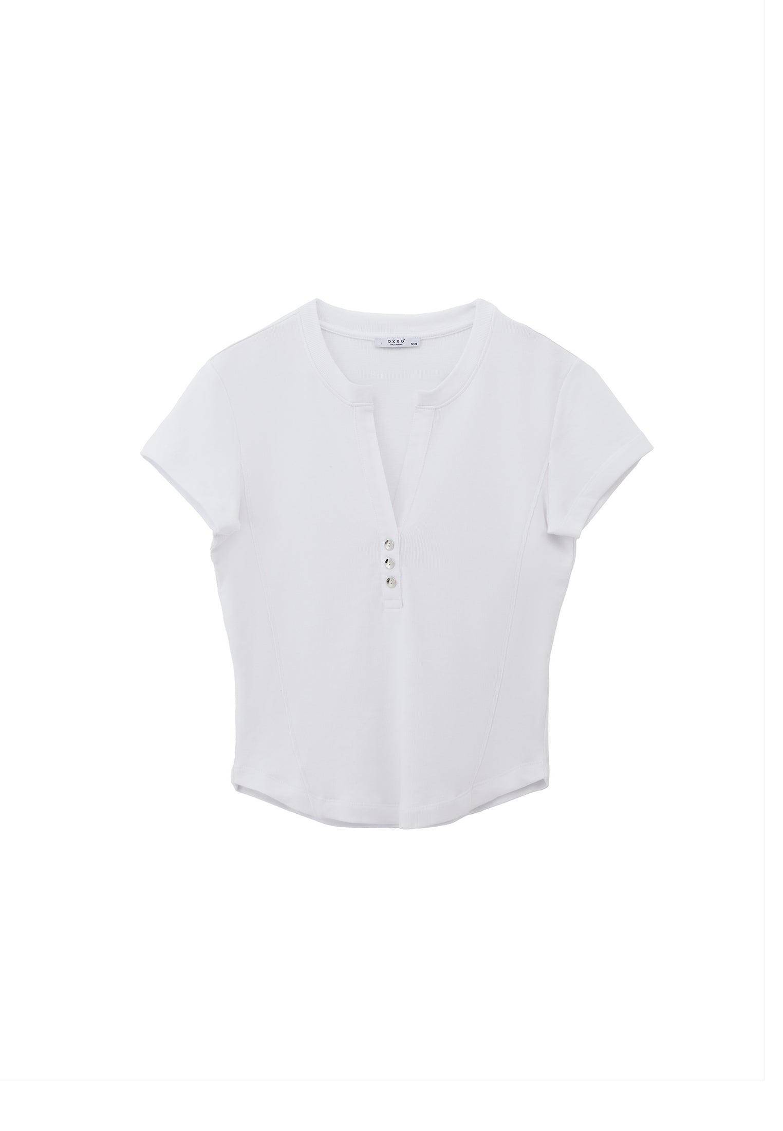 Button Detailed T-Shirt - WHITE
