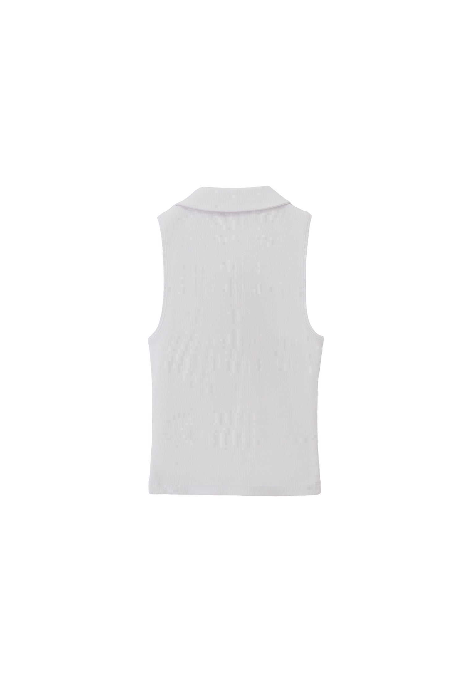 Polo Neck Tank Top - WHITE