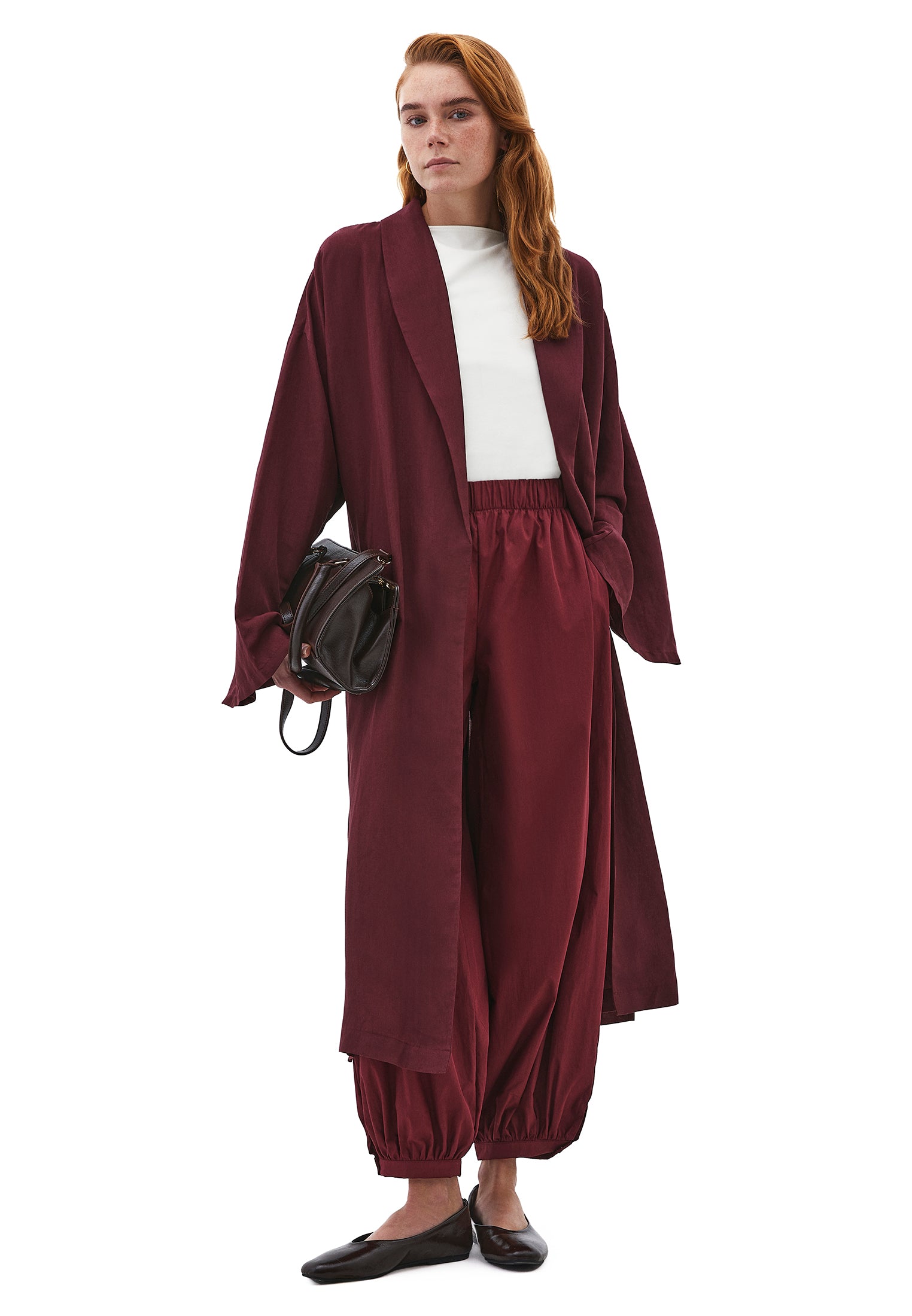 Jogger High Waist Long Trousers - WINDSOR WINE