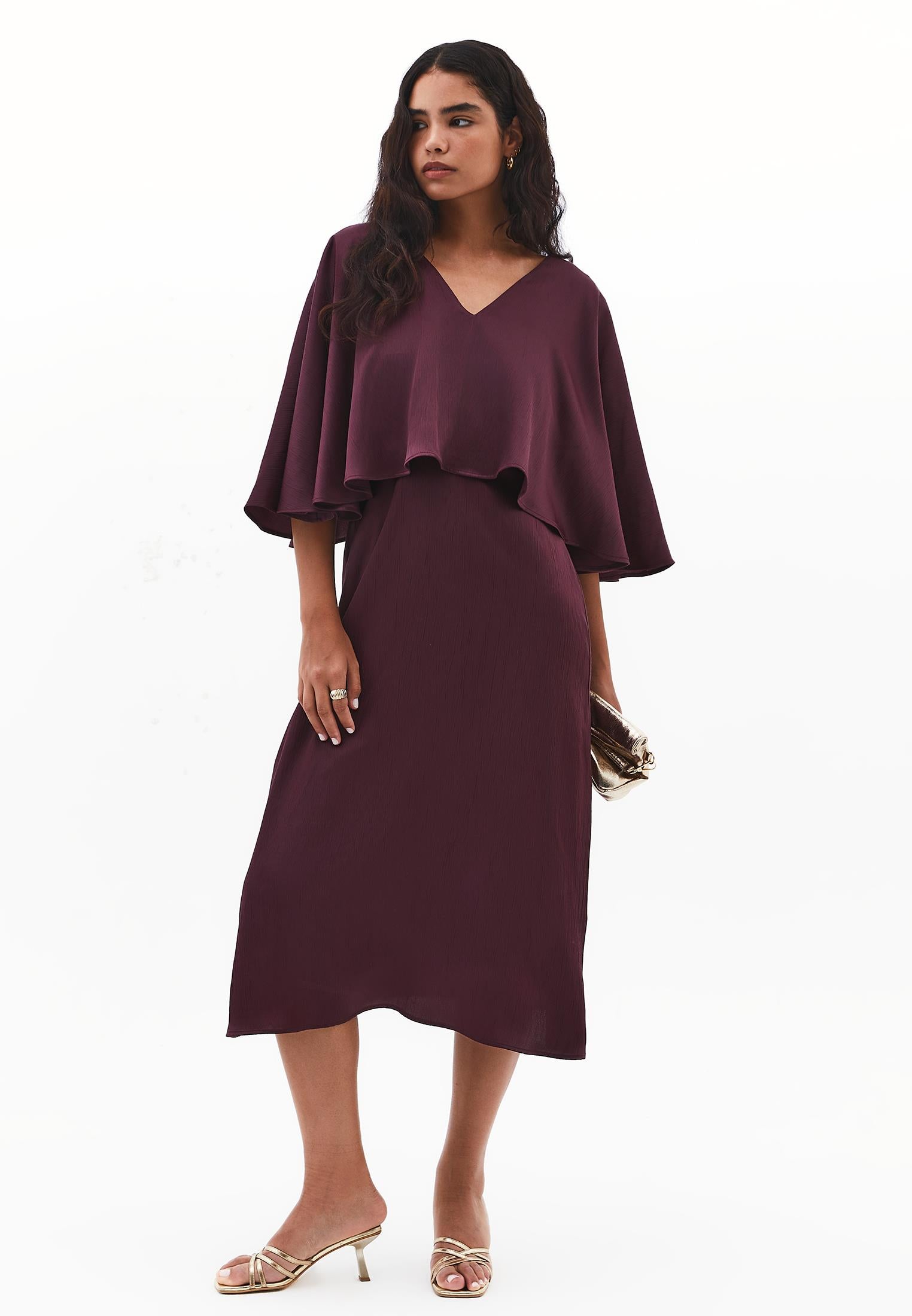 V Neck Long Dress - WINETASTING