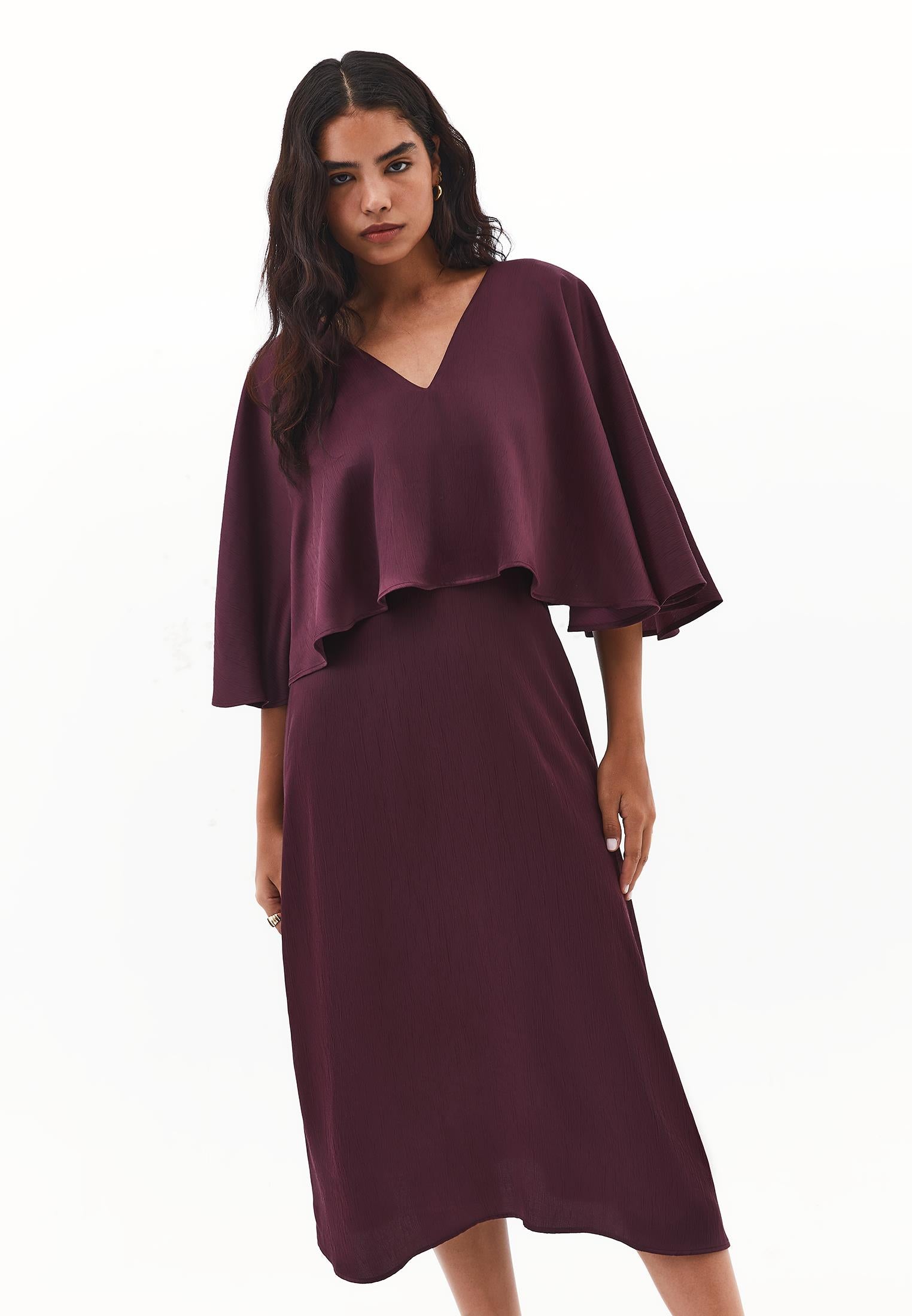 V Neck Long Dress - WINETASTING