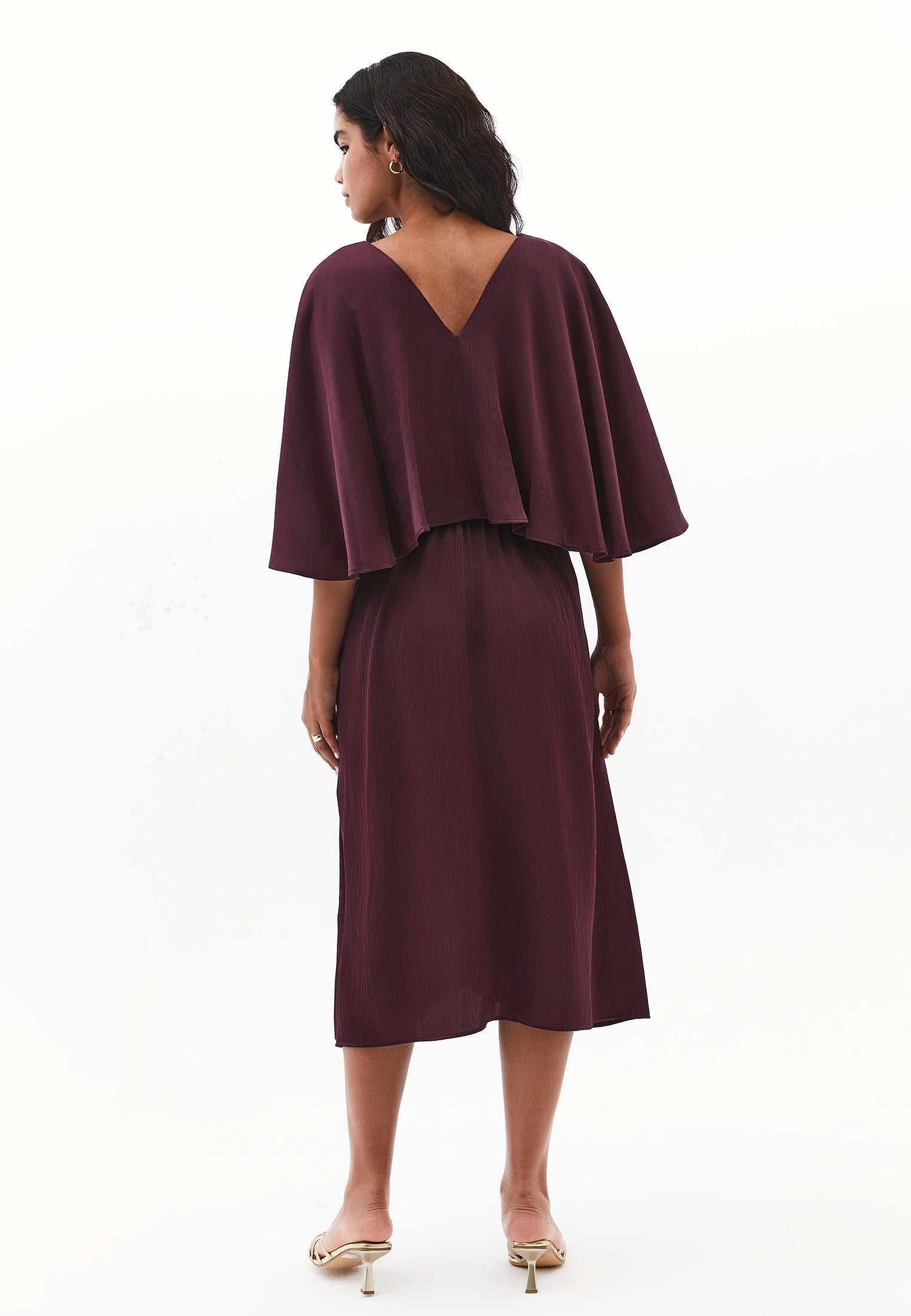 V Neck Long Dress - WINETASTING