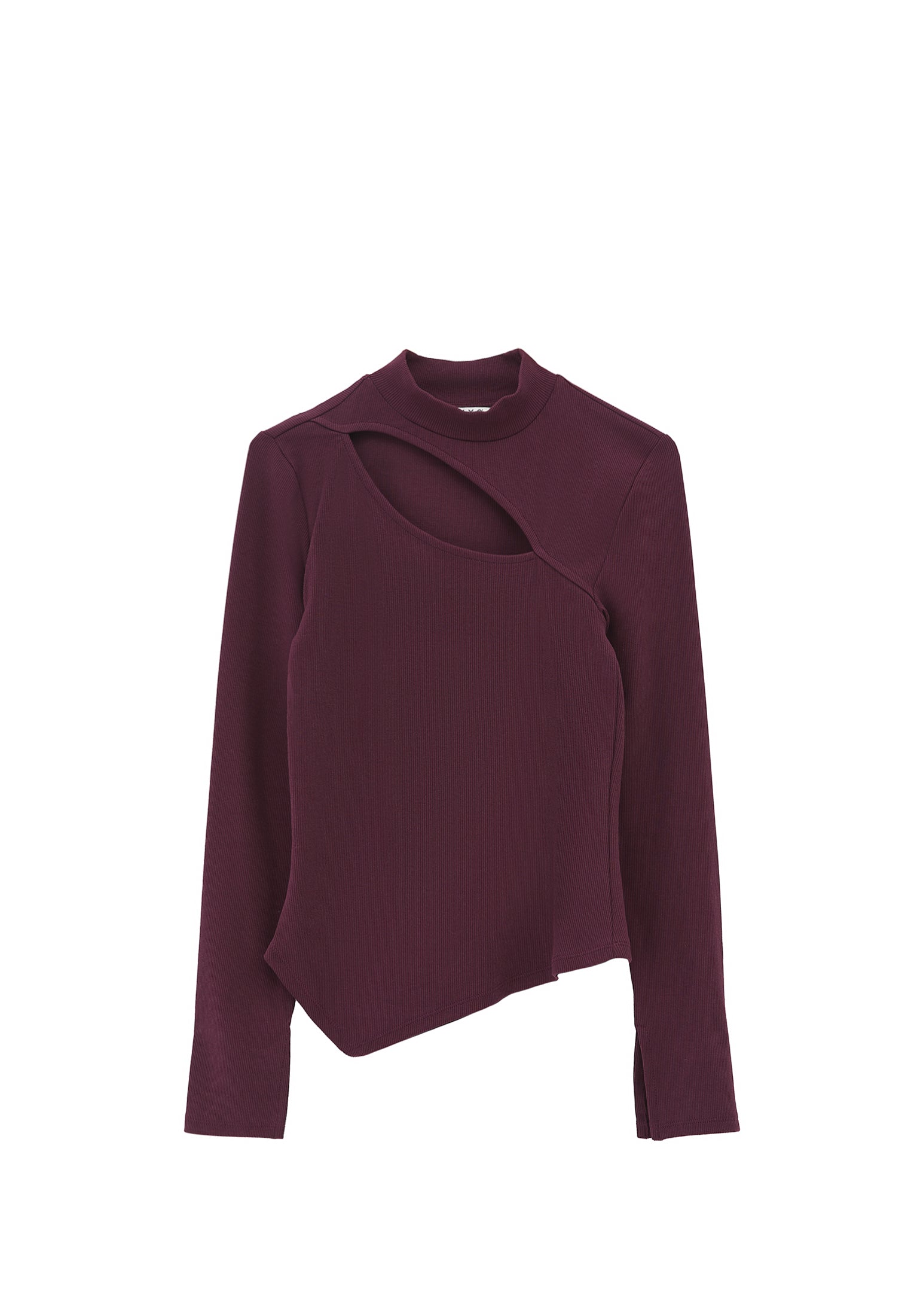 تي شيرت بأكمام طويلة بتفاصيل مقطوعة - WINETASTING