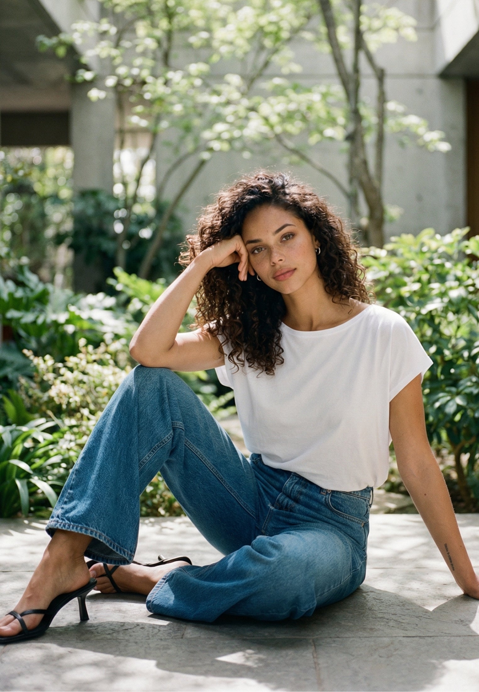 تي شيرت برقبة قارب - أبيض